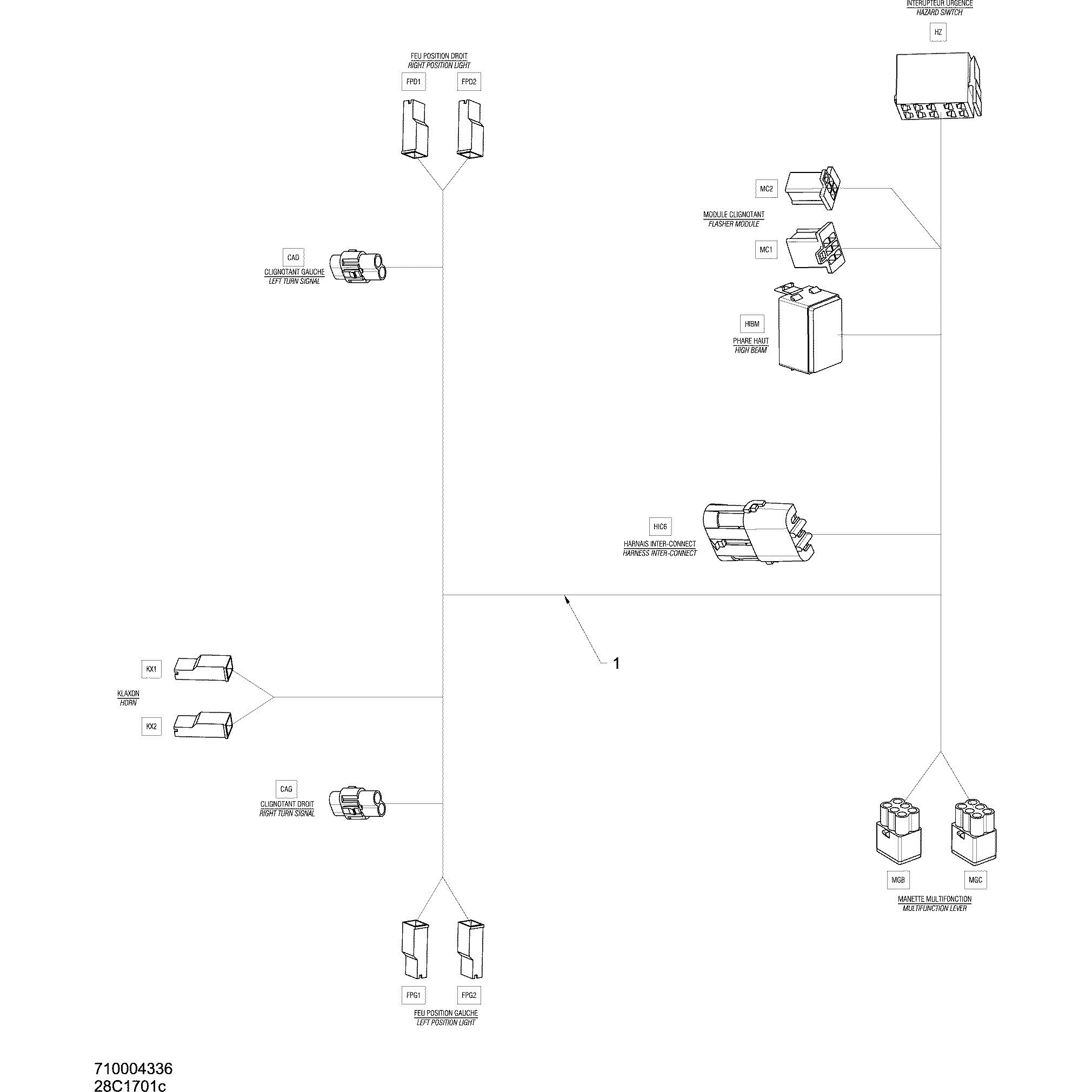 An Image of a Genuine Can-Am Parts Schematic Diagram showing the schematic - MAIN HARNESS - EUROPE