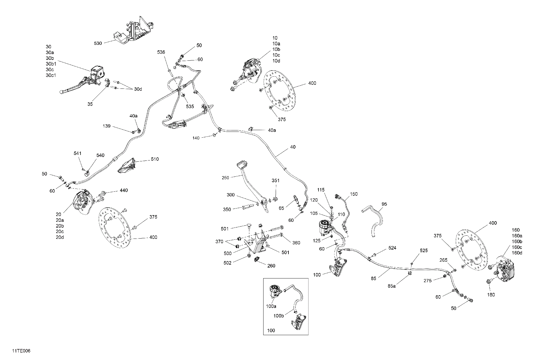 An Image of a Genuine Can-Am Parts Schematic Diagram showing the schematic - MECHANIC - BRAKE SYSTEM