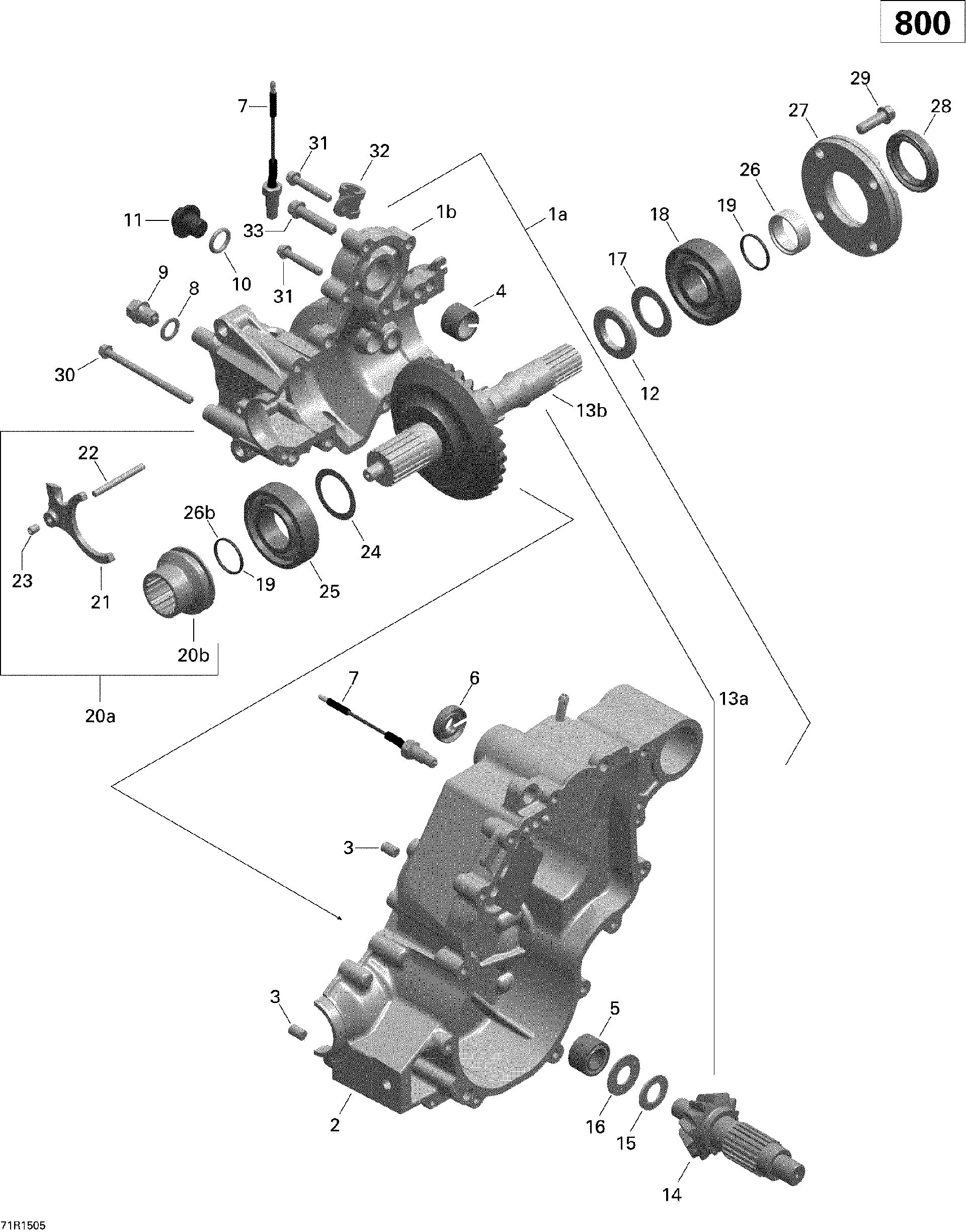 An Image of a Genuine Can-Am Parts Schematic Diagram showing the schematic - GEAR BOX OUTPUT SHAFT _71R1505