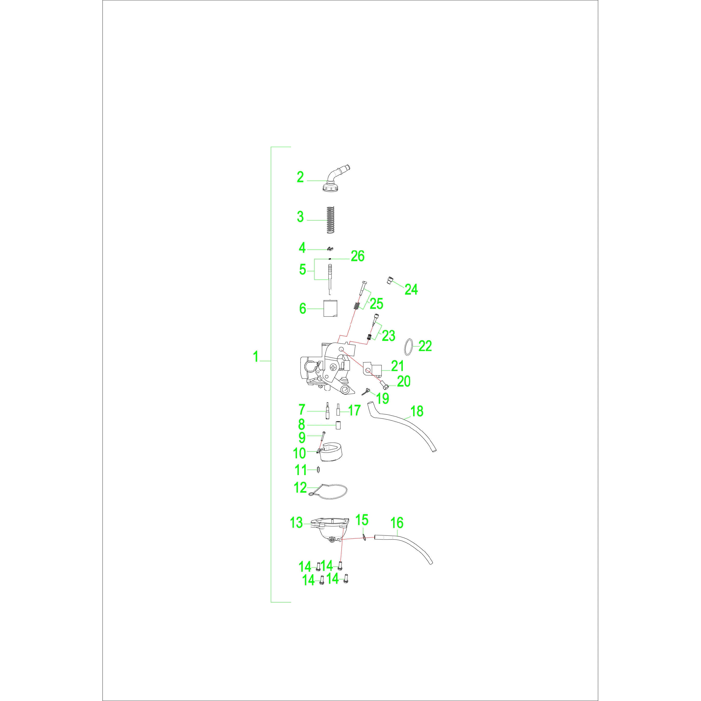 An Image of a Genuine Polaris Parts Schematic Diagram showing the schematic - ENGINE: CARBURETOR - 2016 POLARIS SPORTSMAN 90