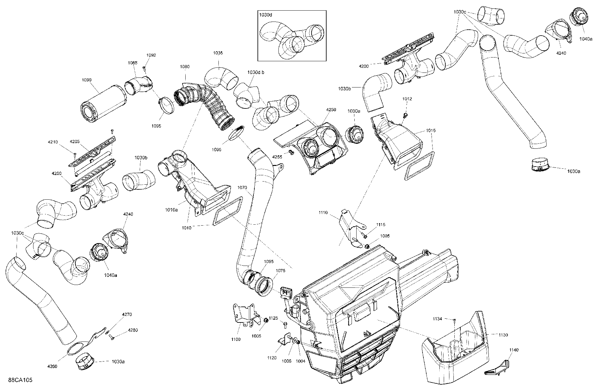 An Image of a Genuine Can-Am Parts Schematic Diagram showing the schematic - BODY - ENCLOSURE CAB - AIR CONDITIONER SYSTEM