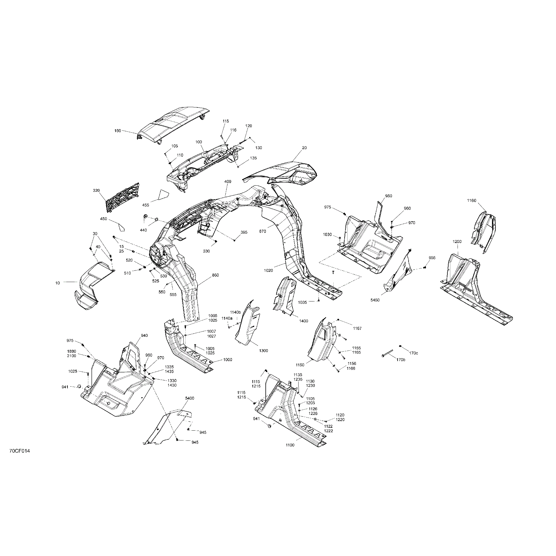 An Image of a Genuine Can-Am Parts Schematic Diagram showing the schematic - BODY - SYSTEM
