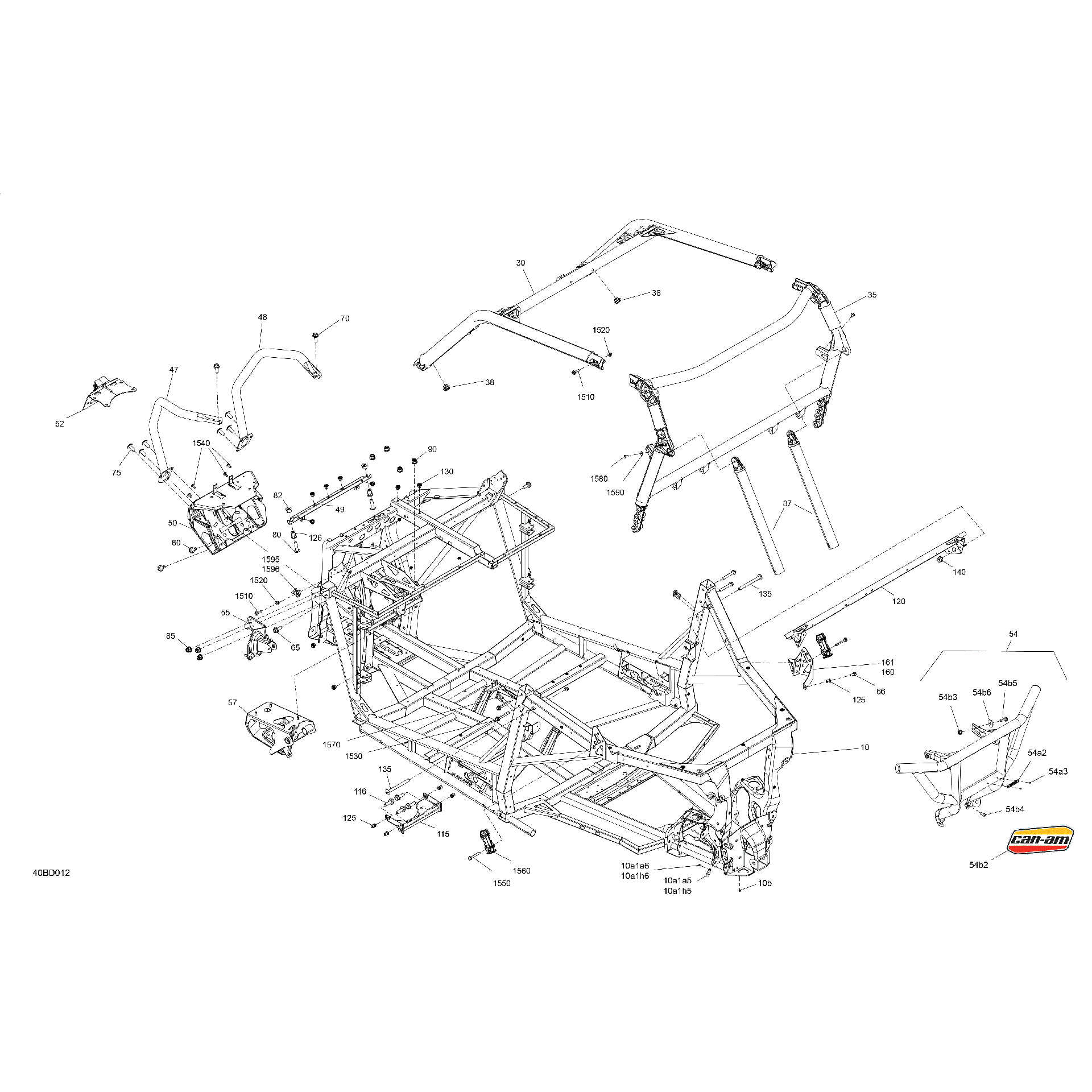 An Image of a Genuine Can-Am Parts Schematic Diagram showing the schematic - FRAME - SYSTEM