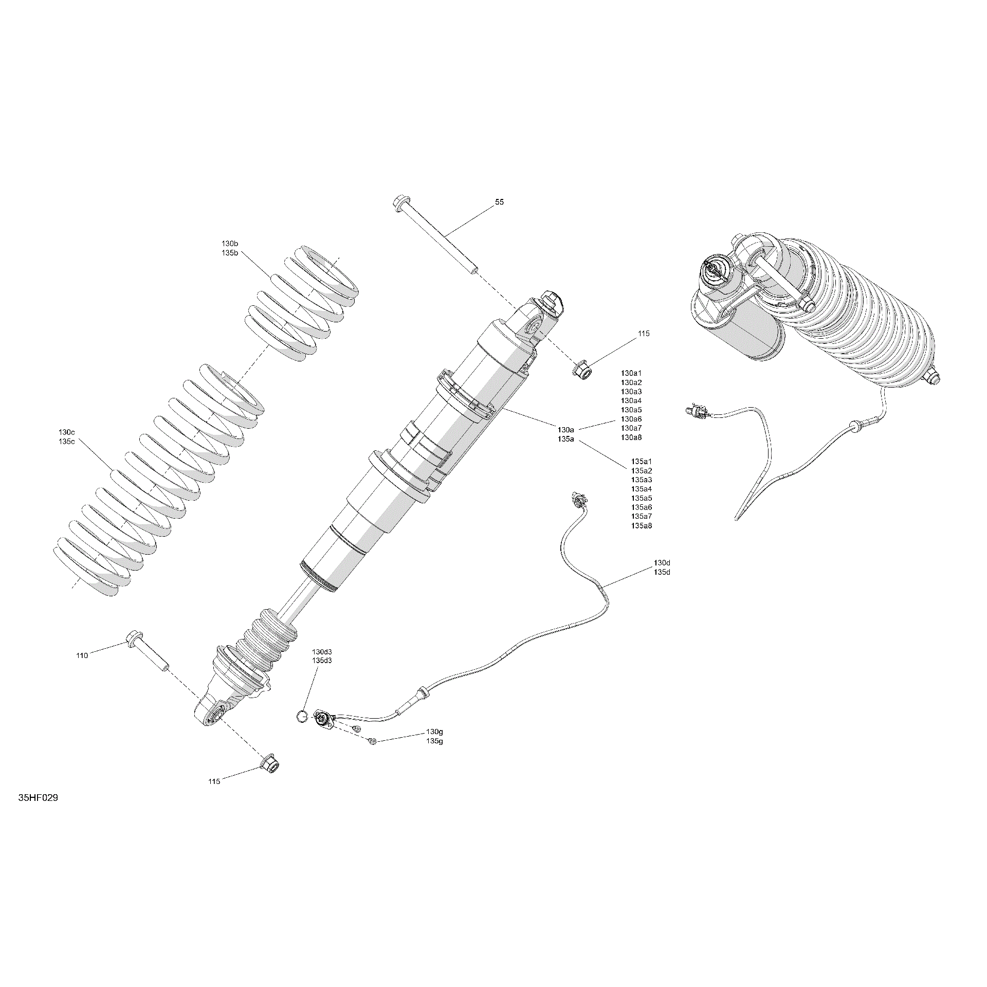 An Image of a Genuine Can-Am Parts Schematic Diagram showing the schematic - SUSPENSION - FRONT SHOCKS
