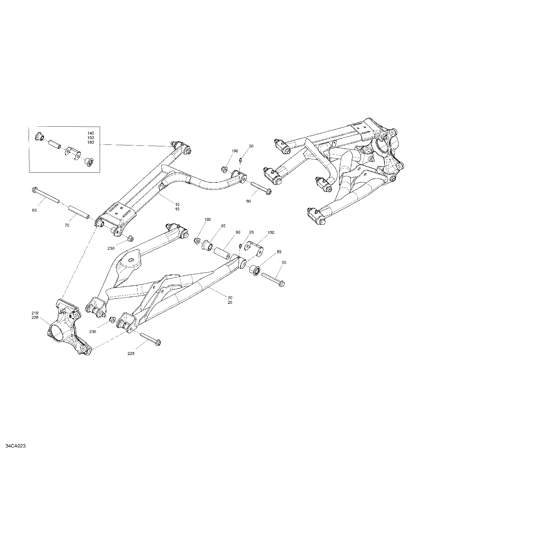 An Image of a Genuine Can-Am Parts Schematic Diagram showing the schematic - SUSPENSION - REAR