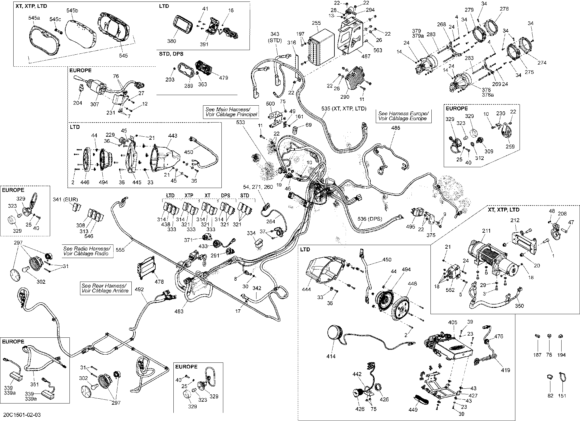 An Image of a Genuine Can-Am Parts Schematic Diagram showing the schematic - ELECTRICAL SYSTEM _20C1502