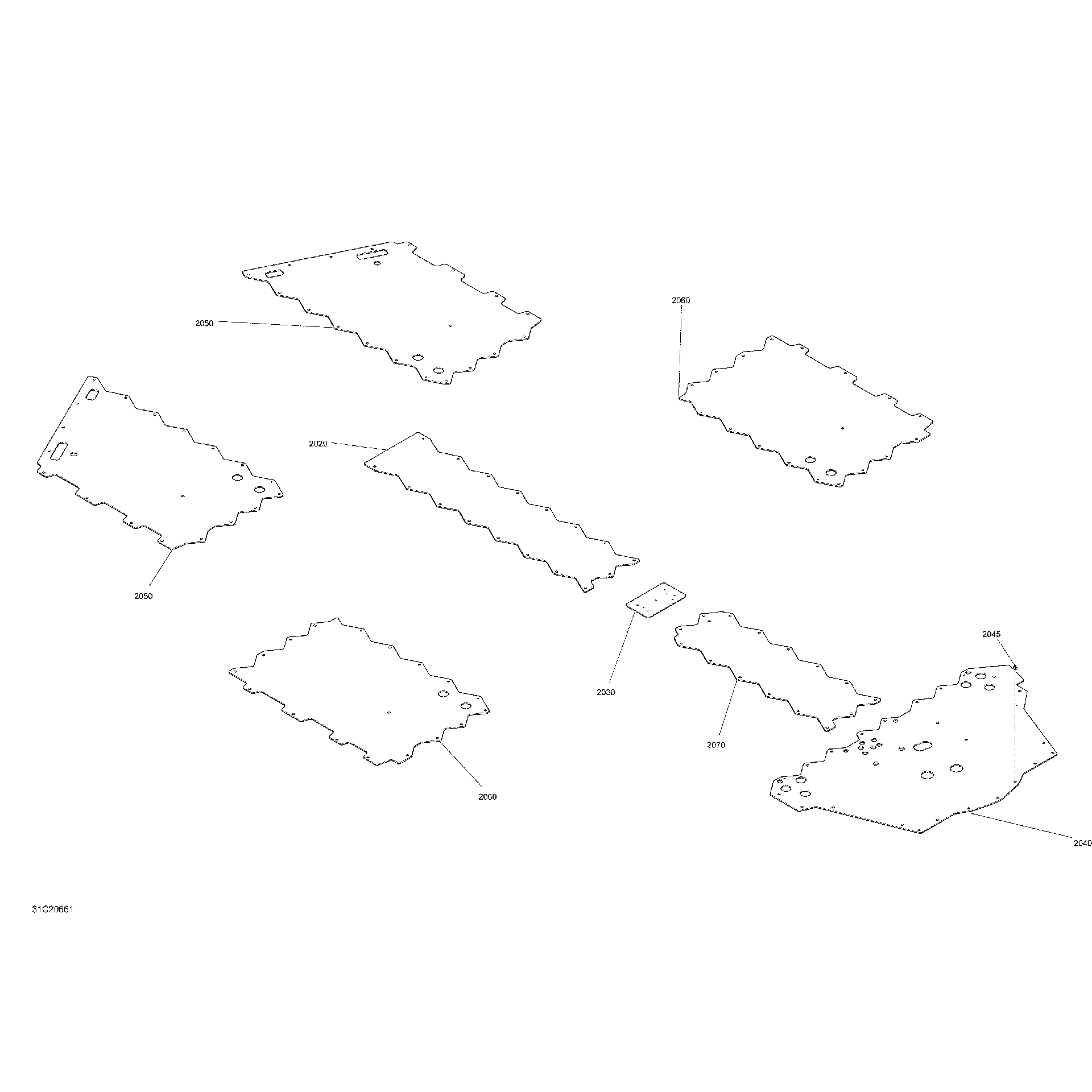 An Image of a Genuine Can-Am Parts Schematic Diagram showing the schematic - BODY - SKID PLATES - X MR