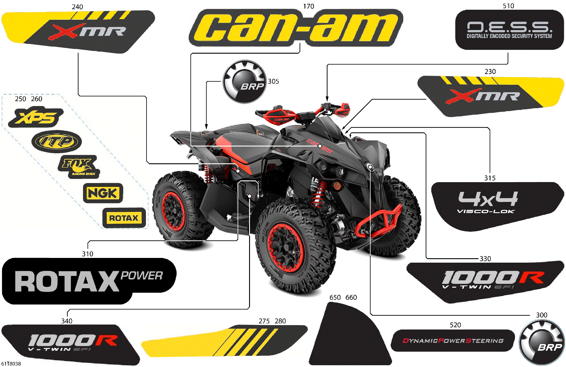 An Image of a Genuine Can-Am Parts Schematic Diagram showing the schematic - BODY - FEATURE DECALS