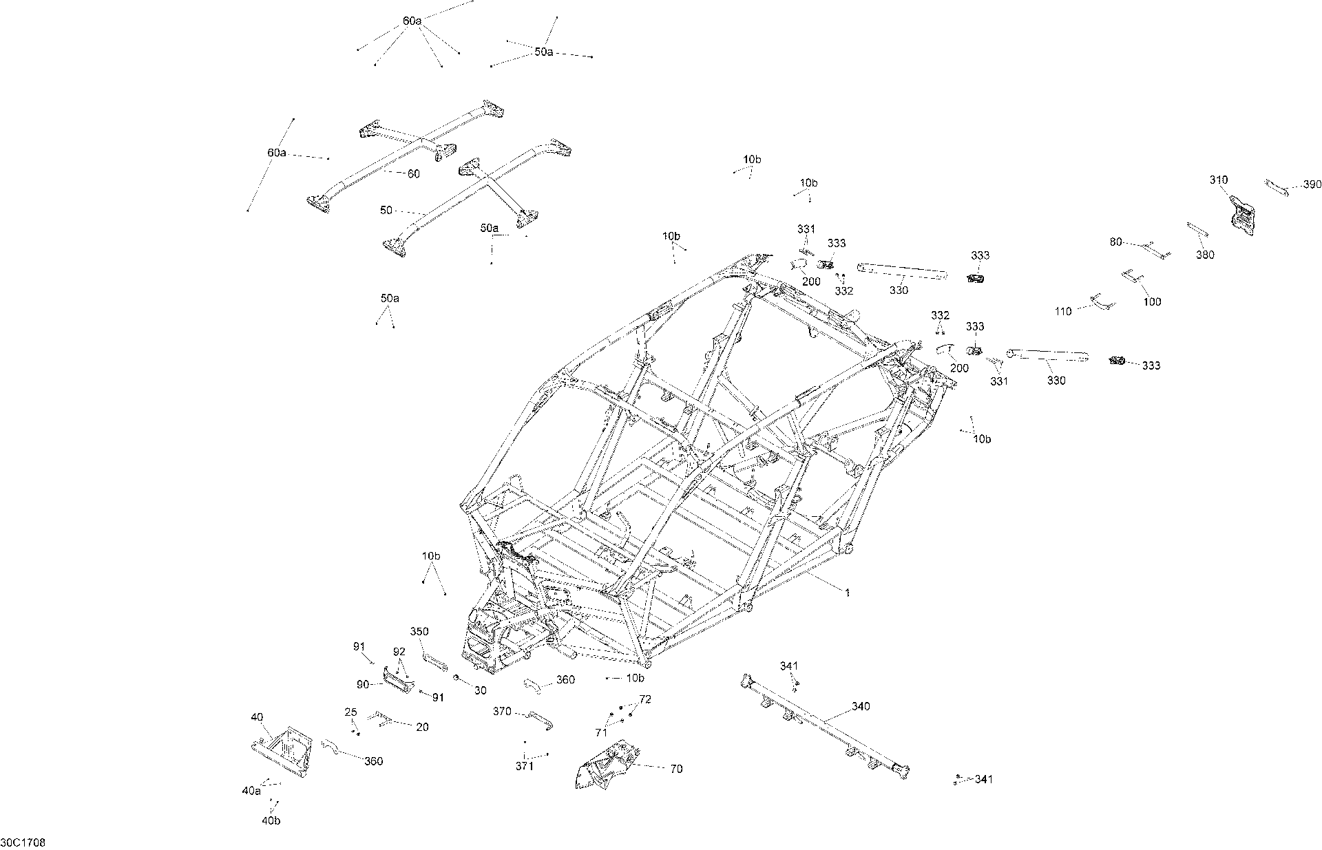 An Image of a Genuine Can-Am Parts Schematic Diagram showing the schematic - FRAME