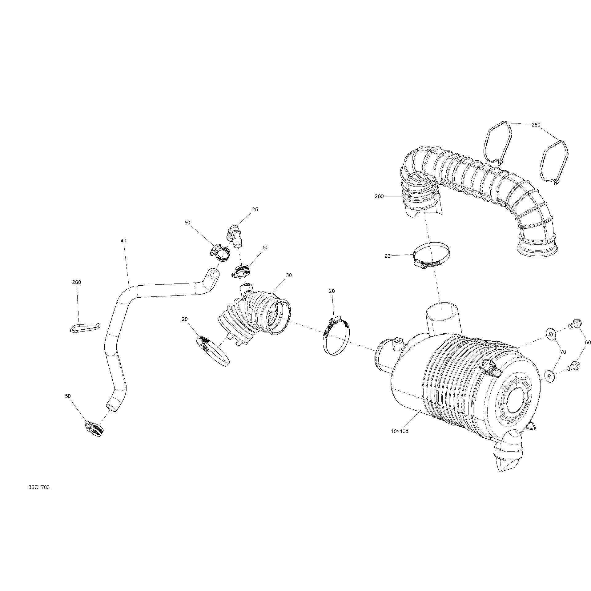 An Image of a Genuine Can-Am Parts Schematic Diagram showing the schematic - AIR INTAKE - ALL MODELS