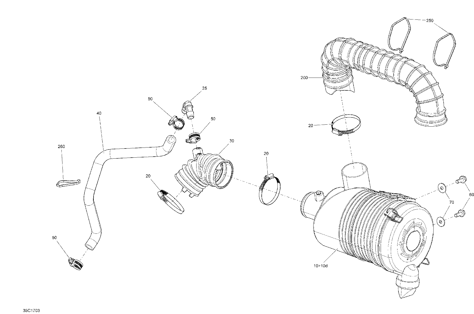 An Image of a Genuine Can-Am Parts Schematic Diagram showing the schematic - AIR INTAKE - ALL MODELS