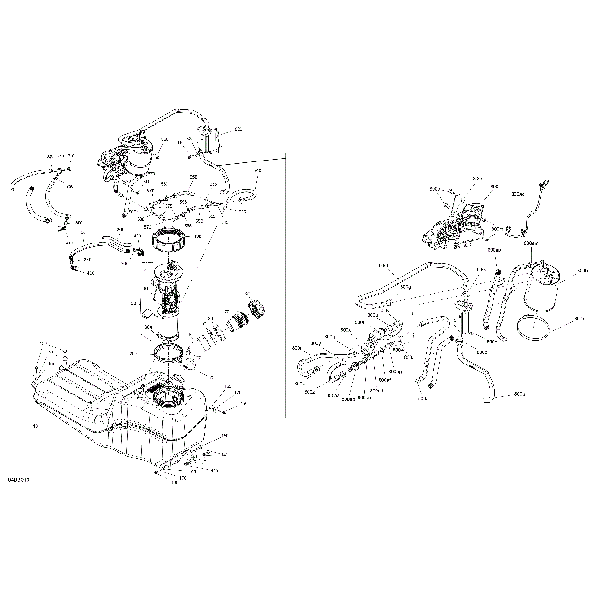 An Image of a Genuine Can-Am Parts Schematic Diagram showing the schematic - ENGINE - FUEL - EVAP