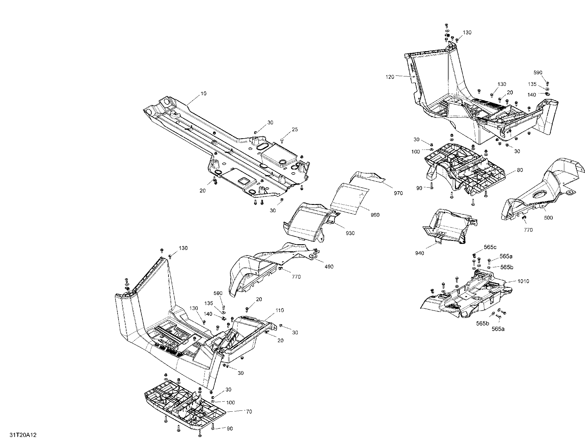 An Image of a Genuine Can-Am Parts Schematic Diagram showing the schematic - BODY - REAR SECTION