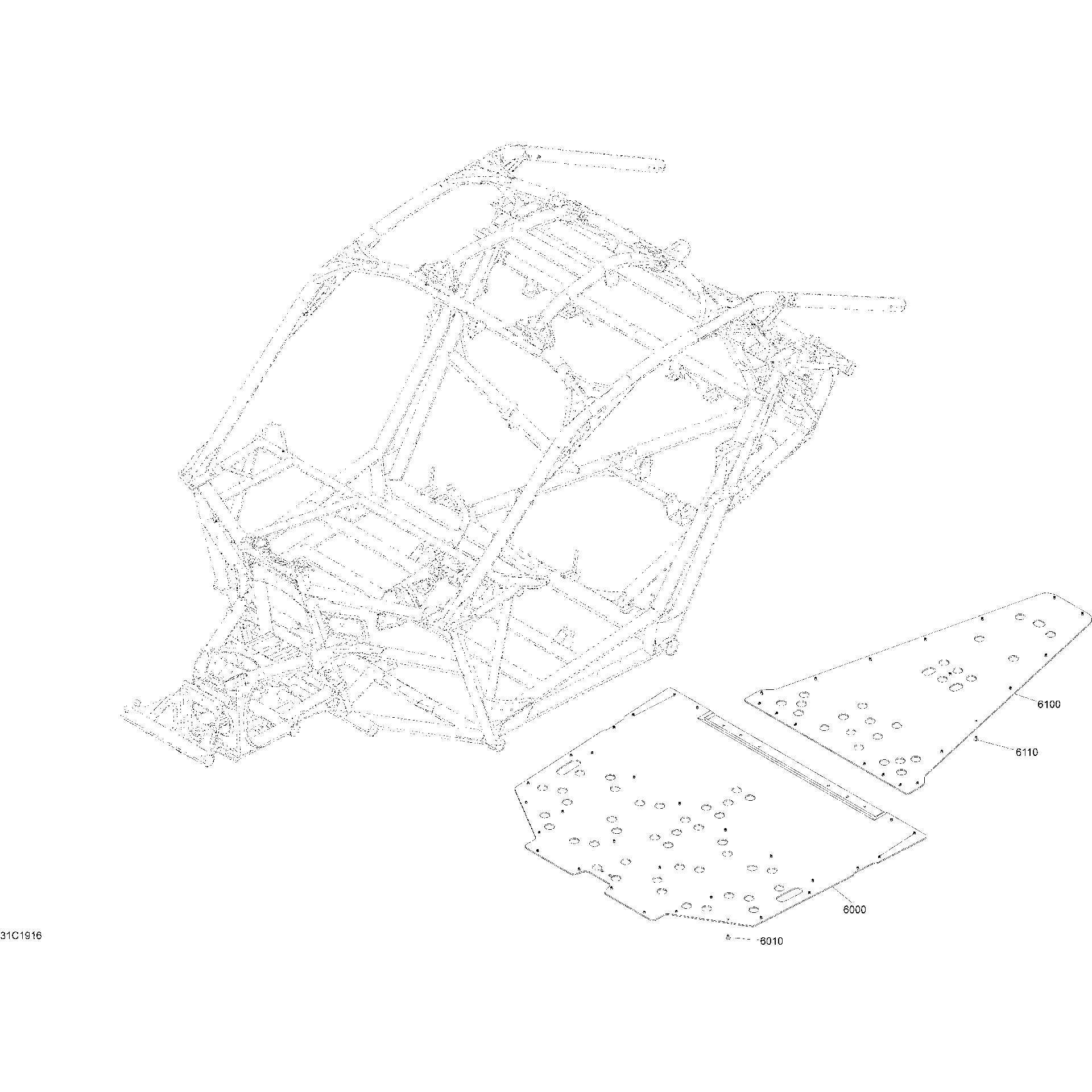 An Image of a Genuine Can-Am Parts Schematic Diagram showing the schematic - BODY - FLOOR SECTION - EXCEPT TIMELESS BLACK & HYPER SILVER