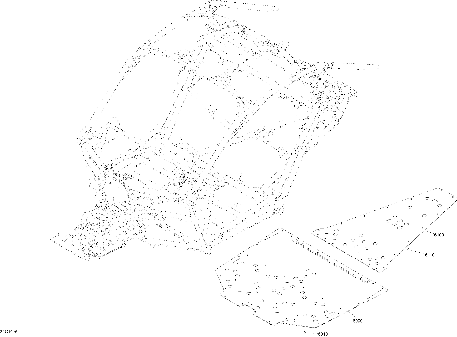 An Image of a Genuine Can-Am Parts Schematic Diagram showing the schematic - BODY - FLOOR SECTION - HYPER SILVER