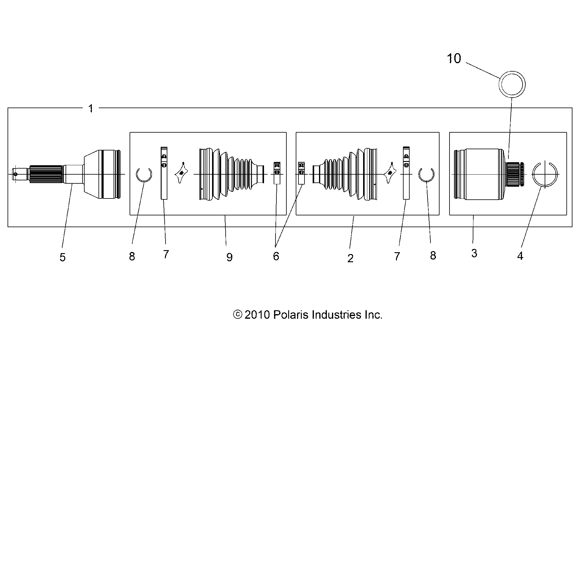 An Image of a Genuine Polaris Parts Schematic Diagram showing the schematic - DRIVE TRAIN: REAR DRIVE SHAFT - 2015 POLARIS HAWKEYE 325 2X4