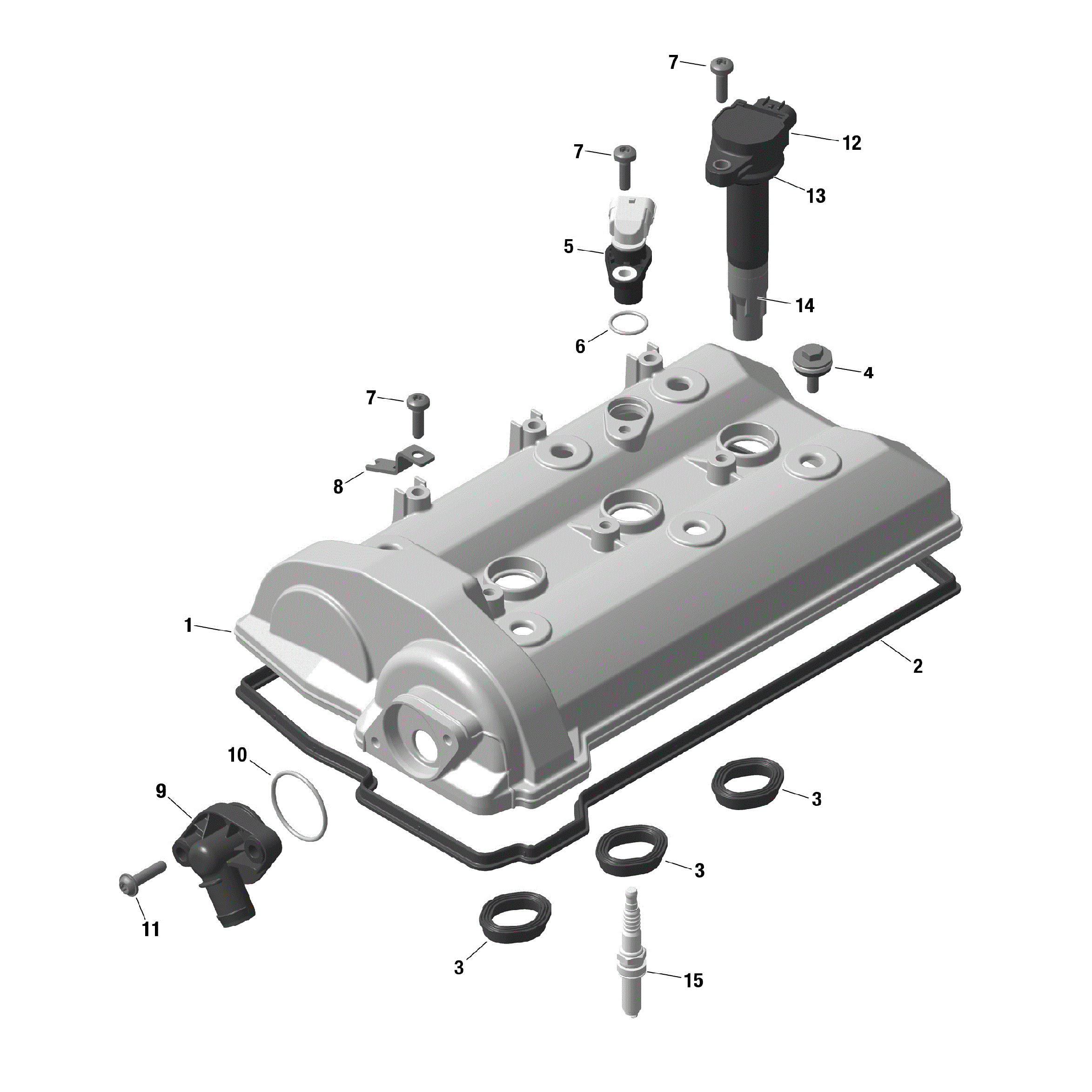 An Image of a Genuine Can-Am Parts Schematic Diagram showing the schematic - ROTAX - VALVE COVER