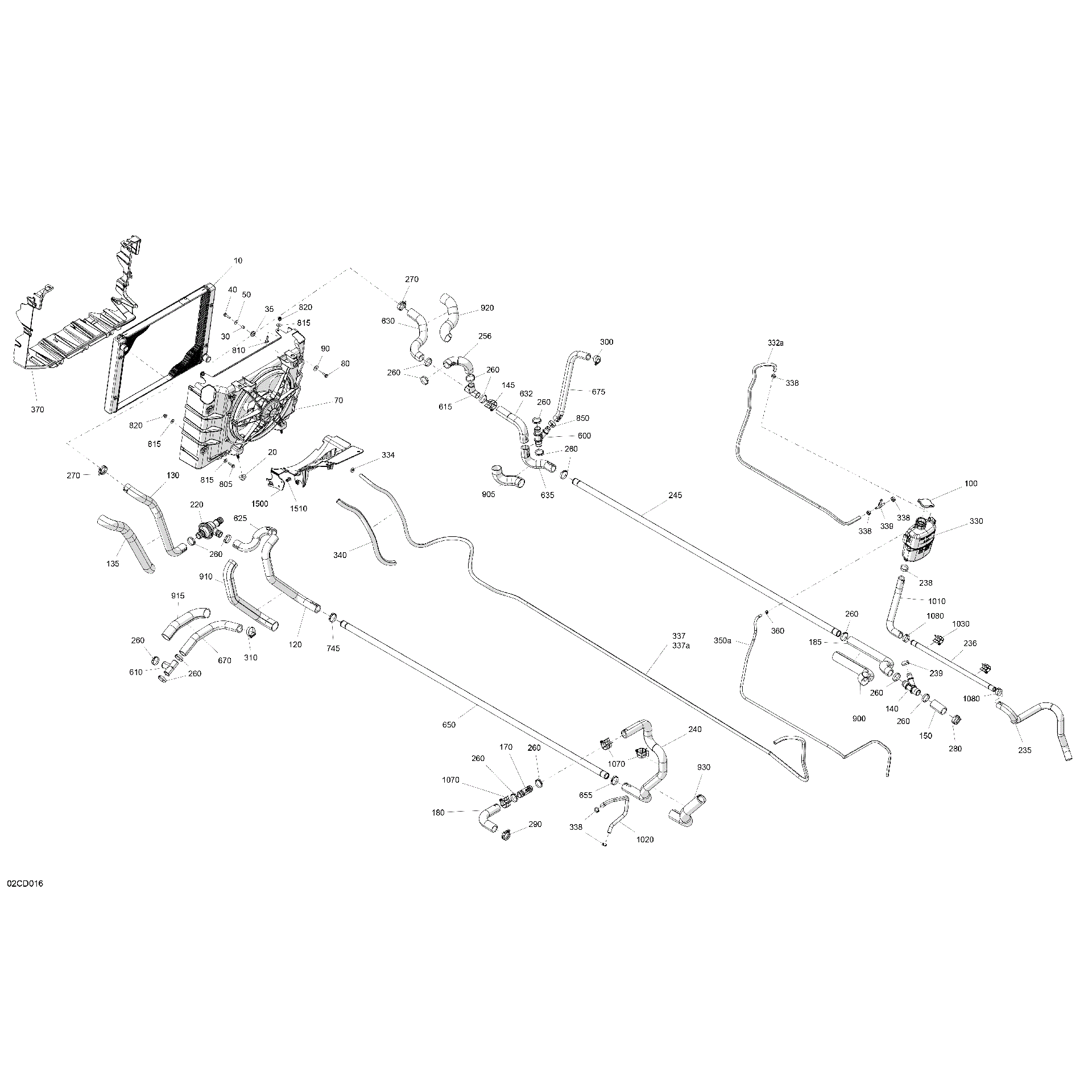 An Image of a Genuine Can-Am Parts Schematic Diagram showing the schematic - ENGINE - COOLING