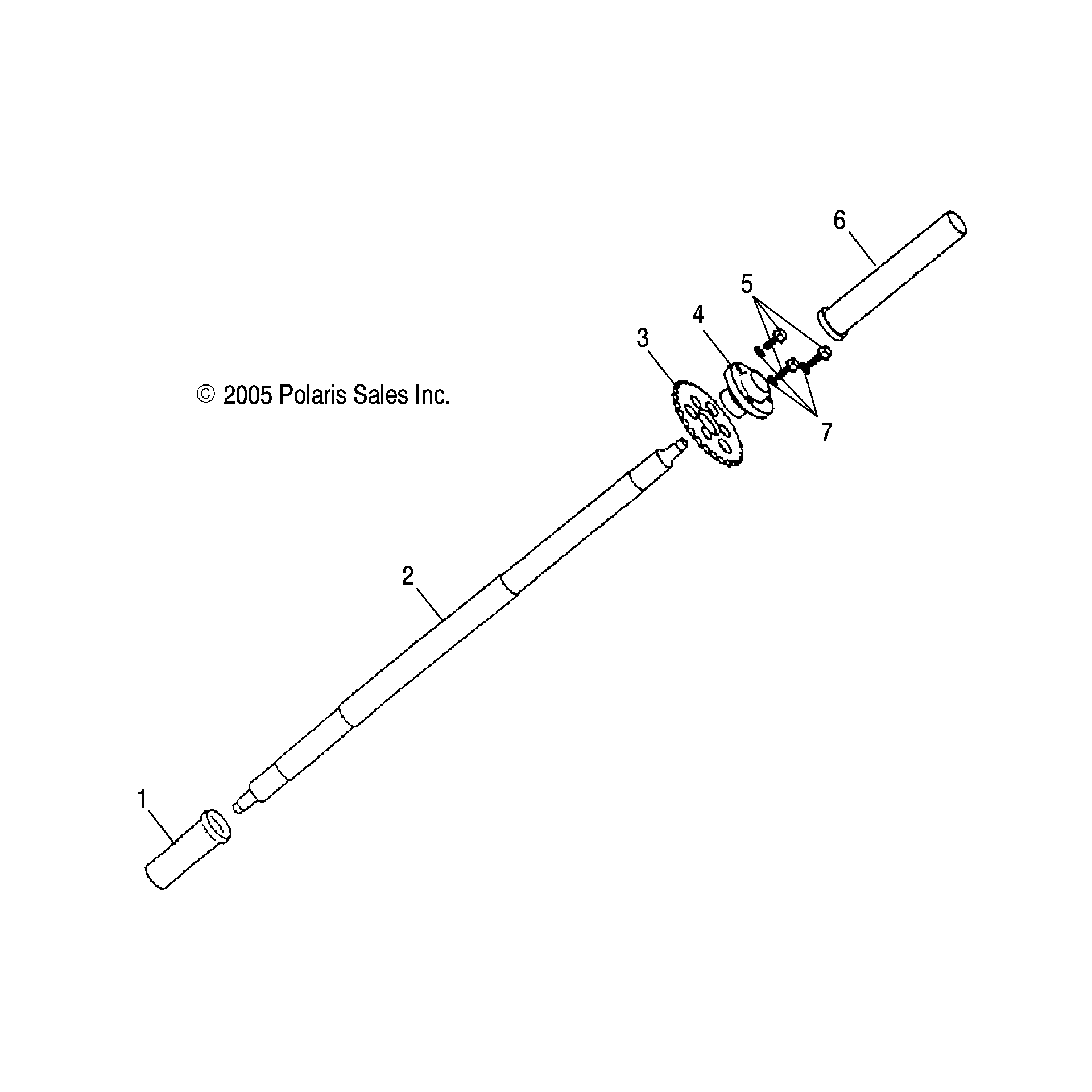 An Image of a Genuine Polaris Parts Schematic Diagram showing the schematic - WHEELS: REAR AXLE - 2017 POLARIS OUTLAW 110