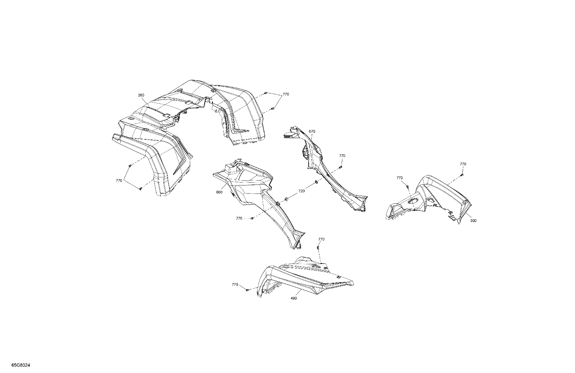 An Image of a Genuine Can-Am Parts Schematic Diagram showing the schematic - BODY - FENDER KIT