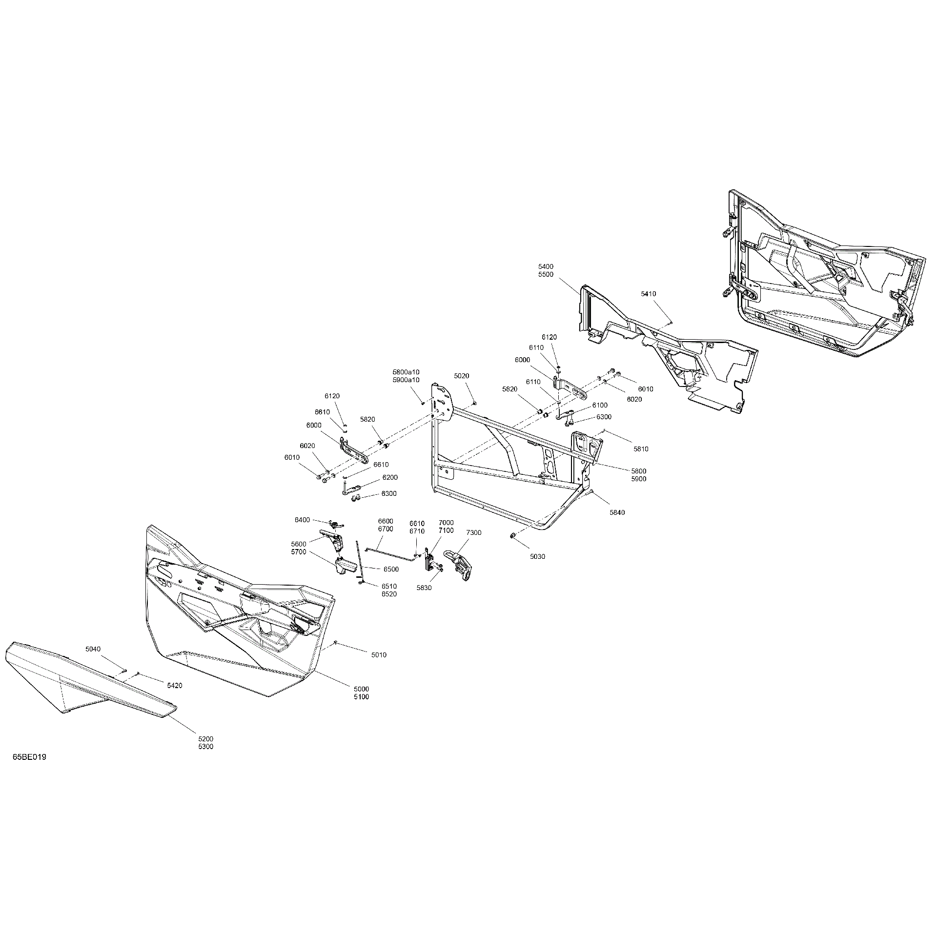 An Image of a Genuine Can-Am Parts Schematic Diagram showing the schematic - ENCLOSURE CAB - DOORS