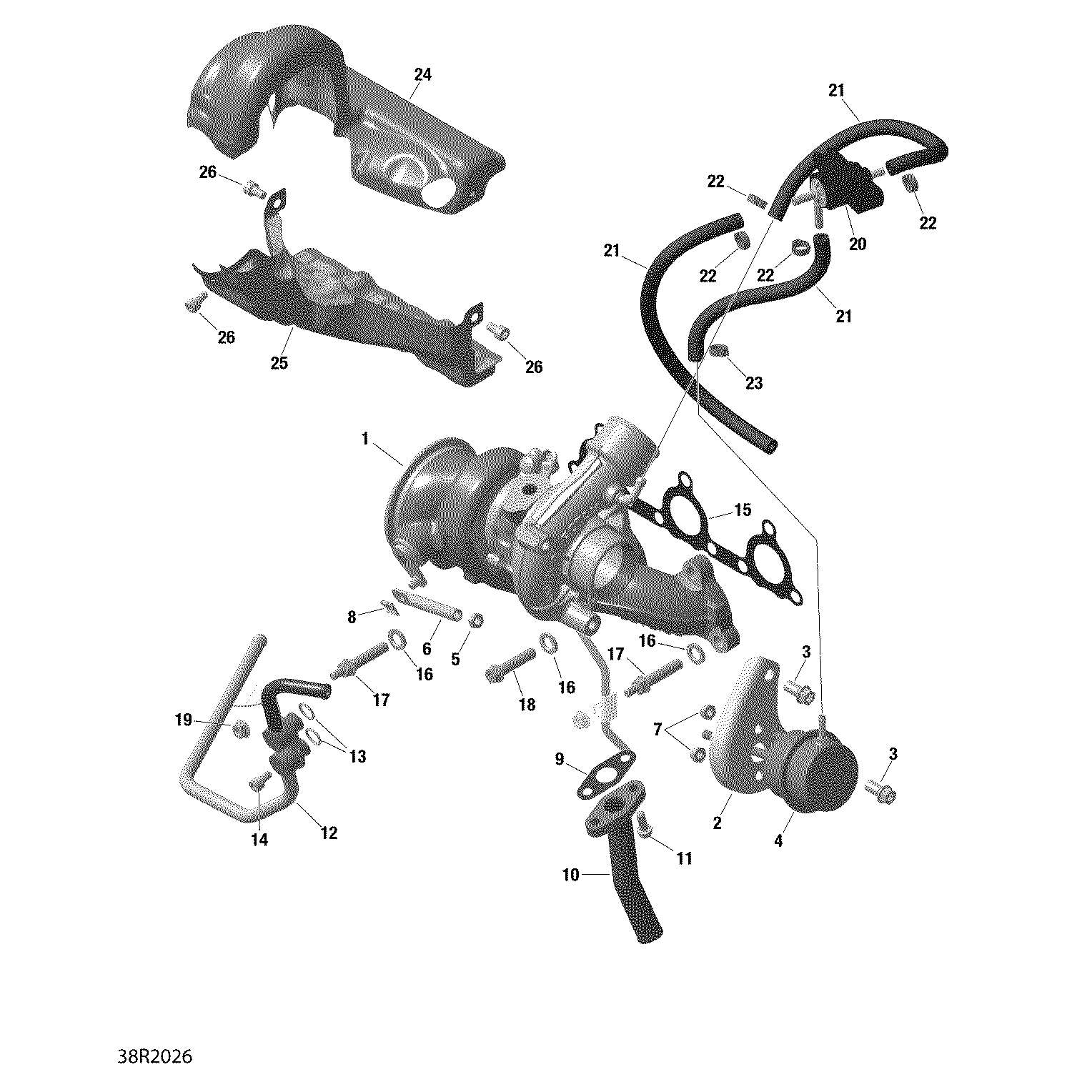 An Image of a Genuine Can-Am Parts Schematic Diagram showing the schematic - TURBOCHARGER