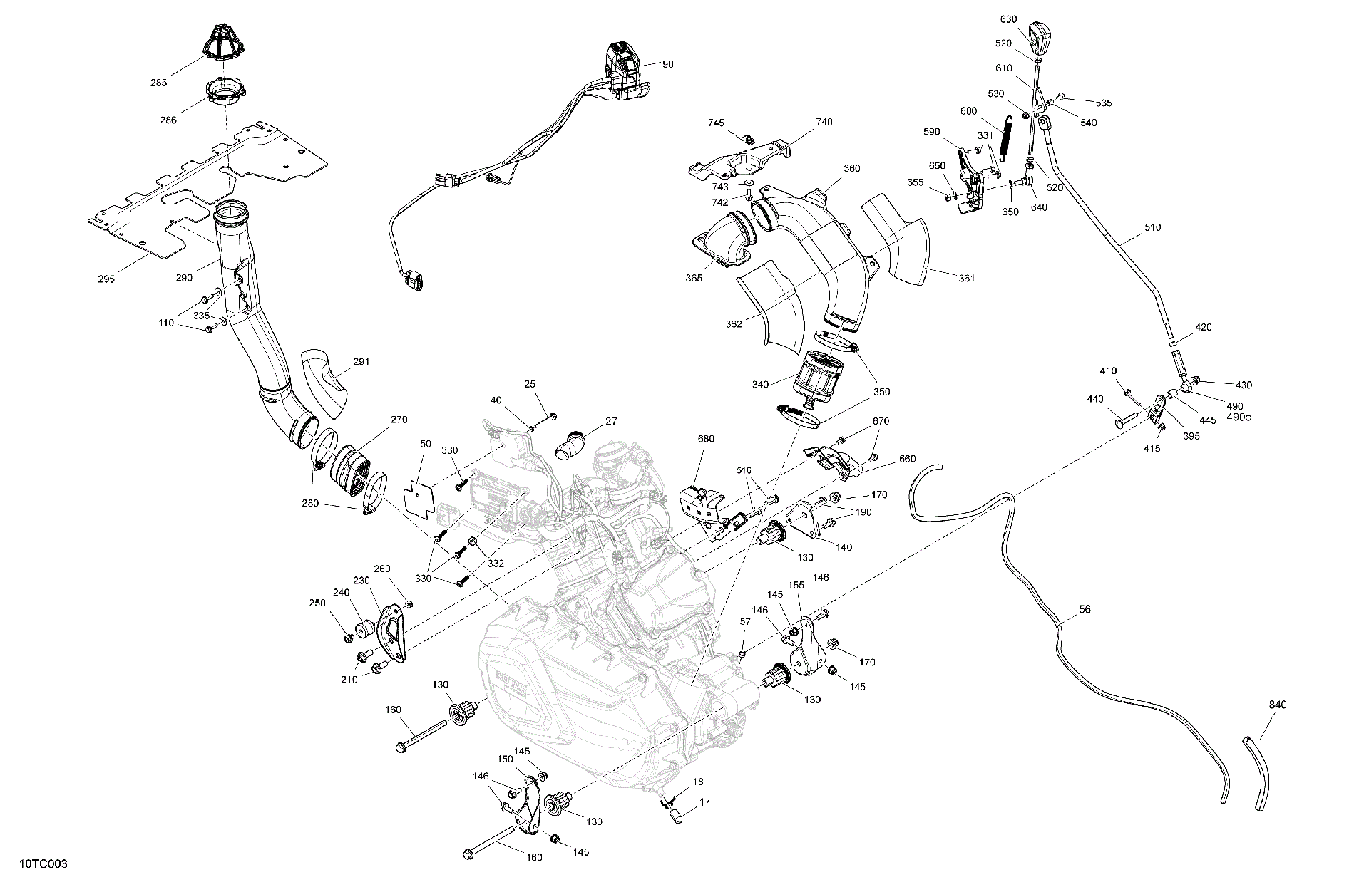 An Image of a Genuine Can-Am Parts Schematic Diagram showing the schematic - ENGINE - SYSTEM