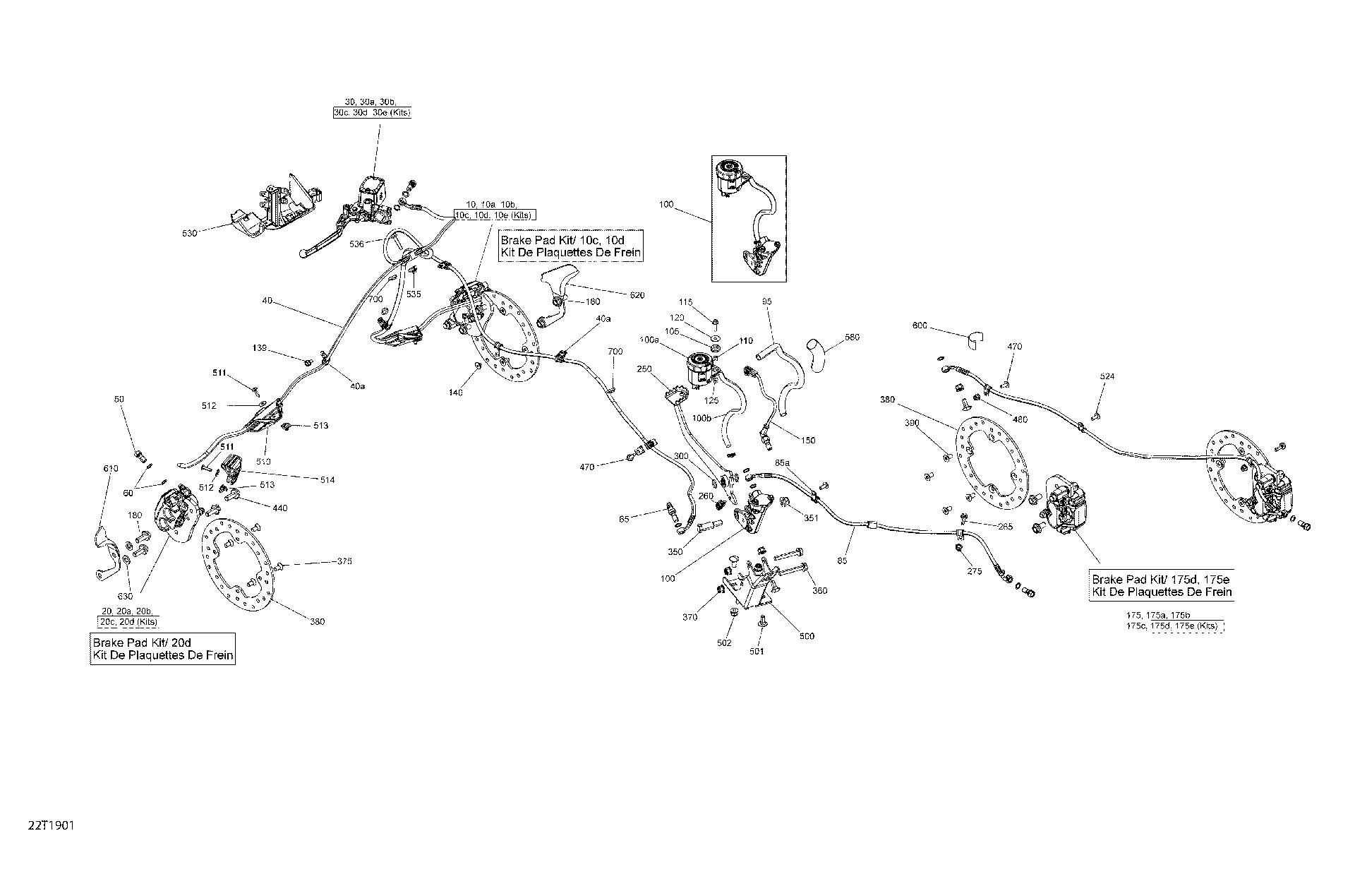 An Image of a Genuine Can-Am Parts Schematic Diagram showing the schematic - BRAKES