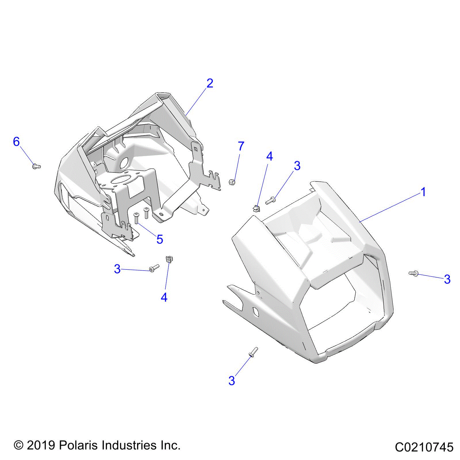 An Image of a Genuine Polaris Parts Schematic Diagram showing the schematic - BODY: HEADLIGHT POD - 2020 POLARIS SPORTSMAN 570