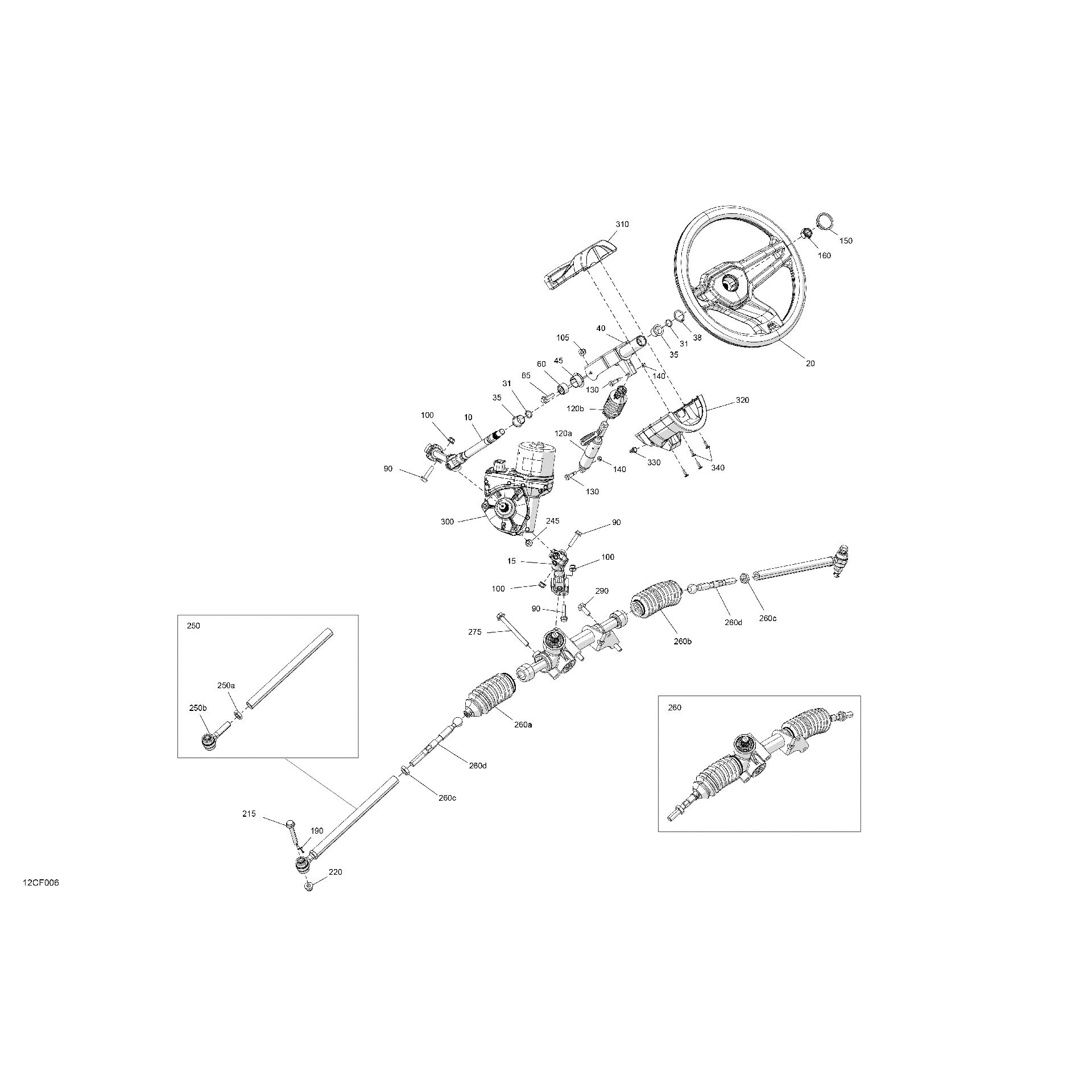 An Image of a Genuine Can-Am Parts Schematic Diagram showing the schematic - MECHANIC - STEERING