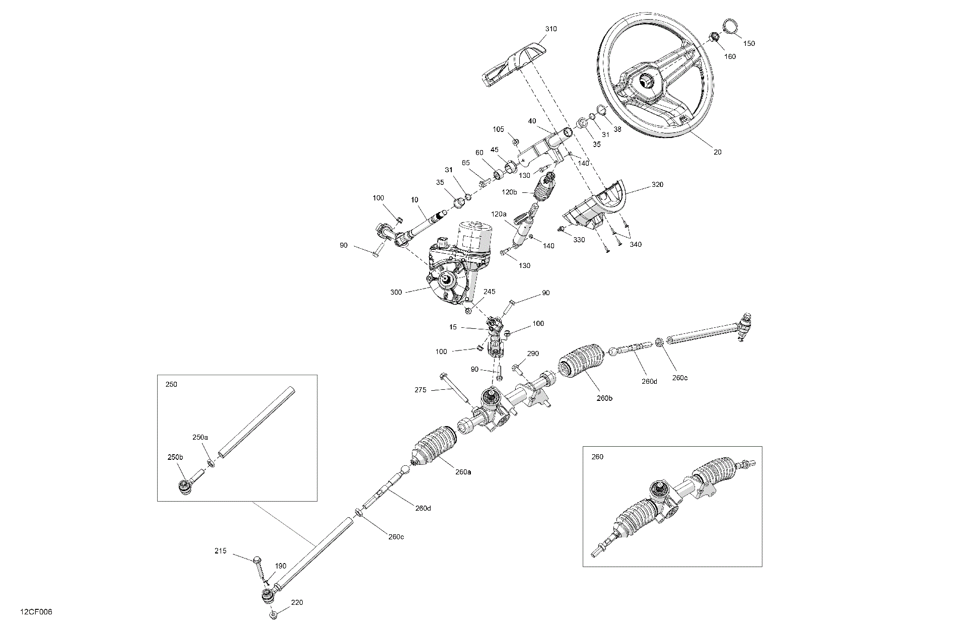 An Image of a Genuine Can-Am Parts Schematic Diagram showing the schematic - MECHANIC - STEERING
