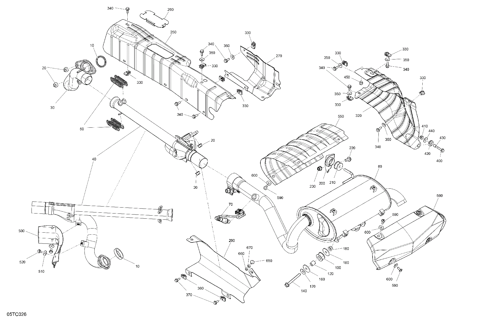 An Image of a Genuine Can-Am Parts Schematic Diagram showing the schematic - ENGINE - EXHAUST