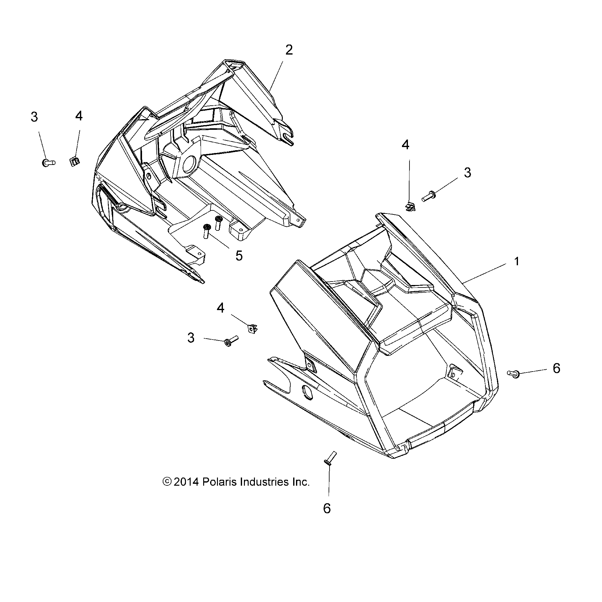 An Image of a Genuine Polaris Parts Schematic Diagram showing the schematic - BODY: HEADLIGHT POD - 2016 POLARIS SPORTSMAN XP 1000