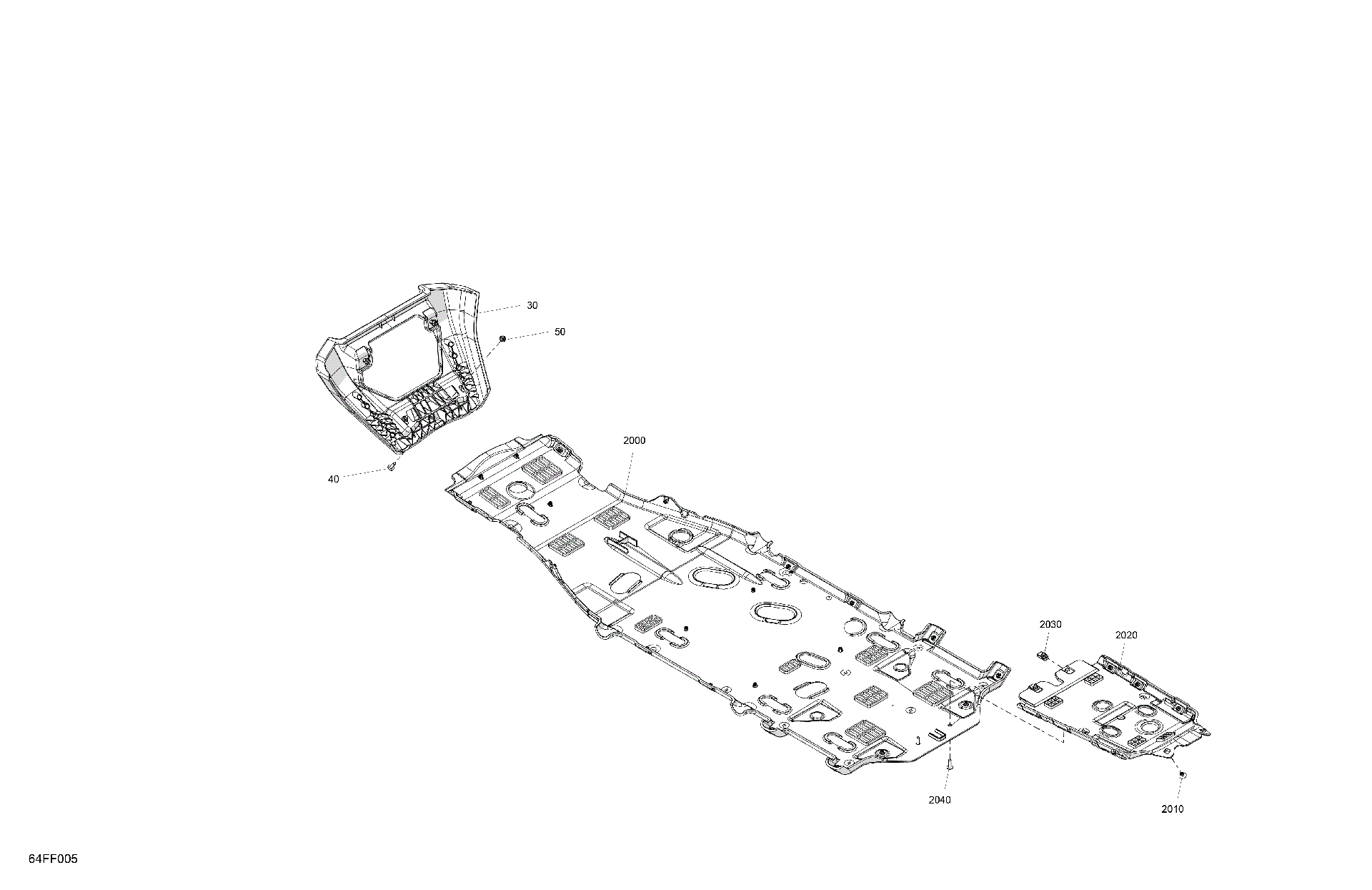 An Image of a Genuine Can-Am Parts Schematic Diagram showing the schematic - BODY - SKID PLATE AND BUMPER