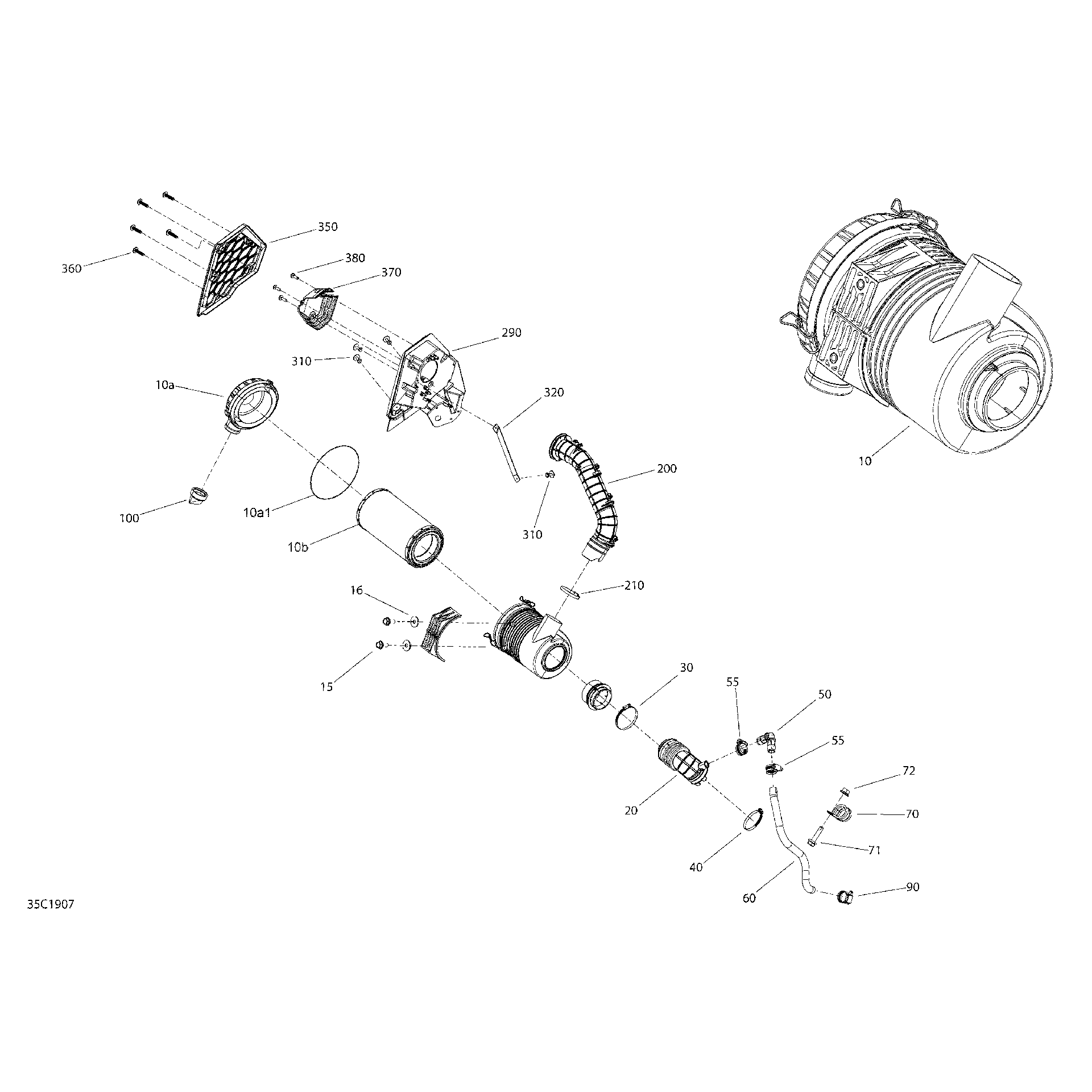 An Image of a Genuine Can-Am Parts Schematic Diagram showing the schematic - AIR INTAKE