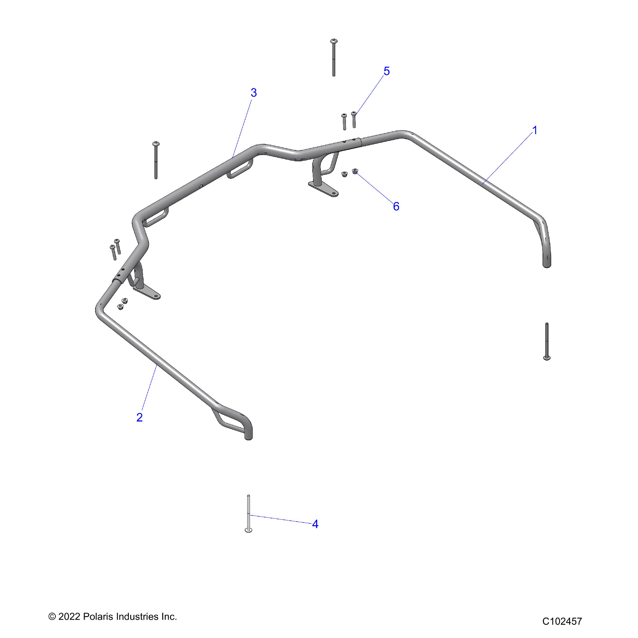 An Image of a Genuine Polaris Parts Schematic Diagram showing the schematic - BODY: REAR RACK EXTENDERS - 2024 POLARIS SPORTSMAN 570 EPS