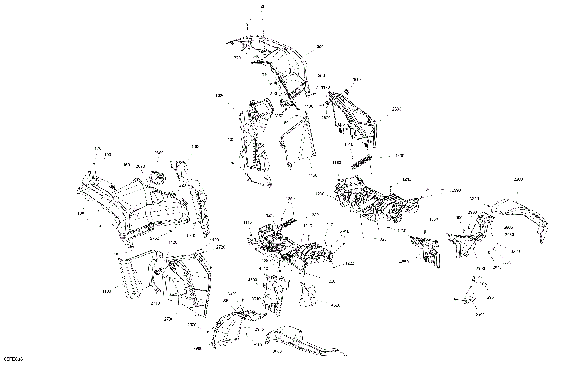 An Image of a Genuine Can-Am Parts Schematic Diagram showing the schematic - BODY - FENDER KIT