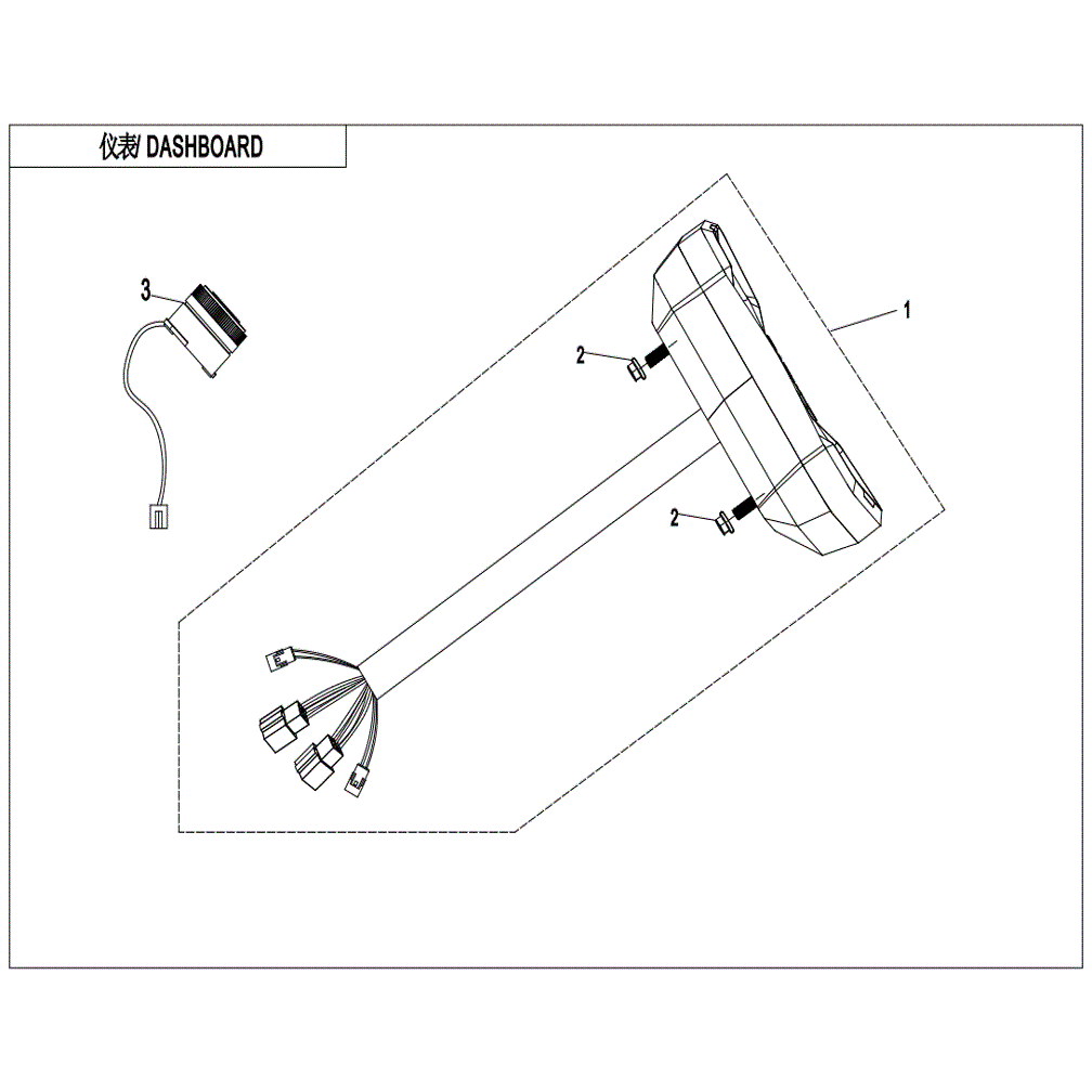 An Image of a genuine CFMOTO Parts Schematic Diagram showing the group - DASHBOARD - 2022 CFMOTO CFORCE 800 XC