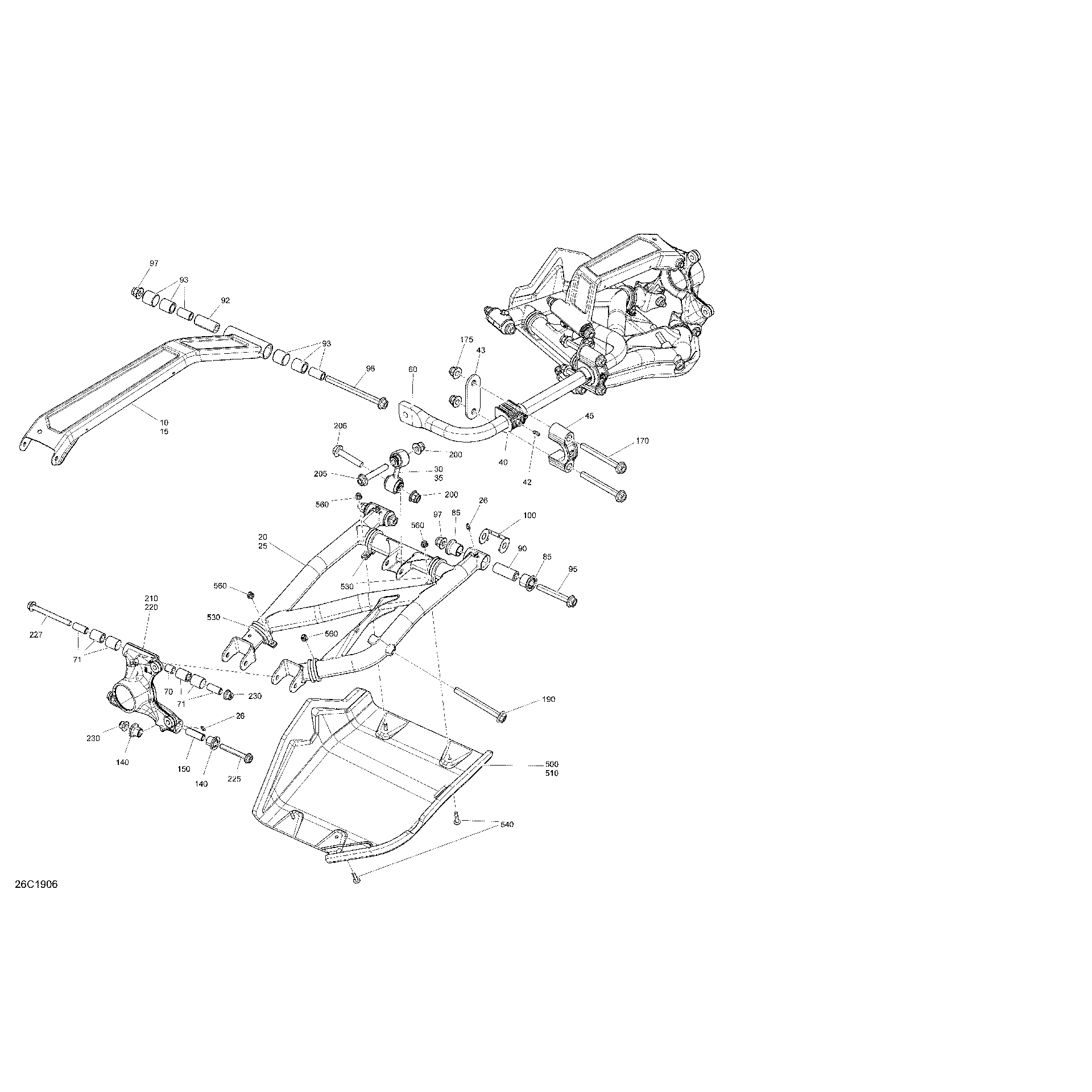 An Image of a Genuine Can-Am Parts Schematic Diagram showing the schematic - REAR SUSPENSION - 1000R - PACKAGE X RC