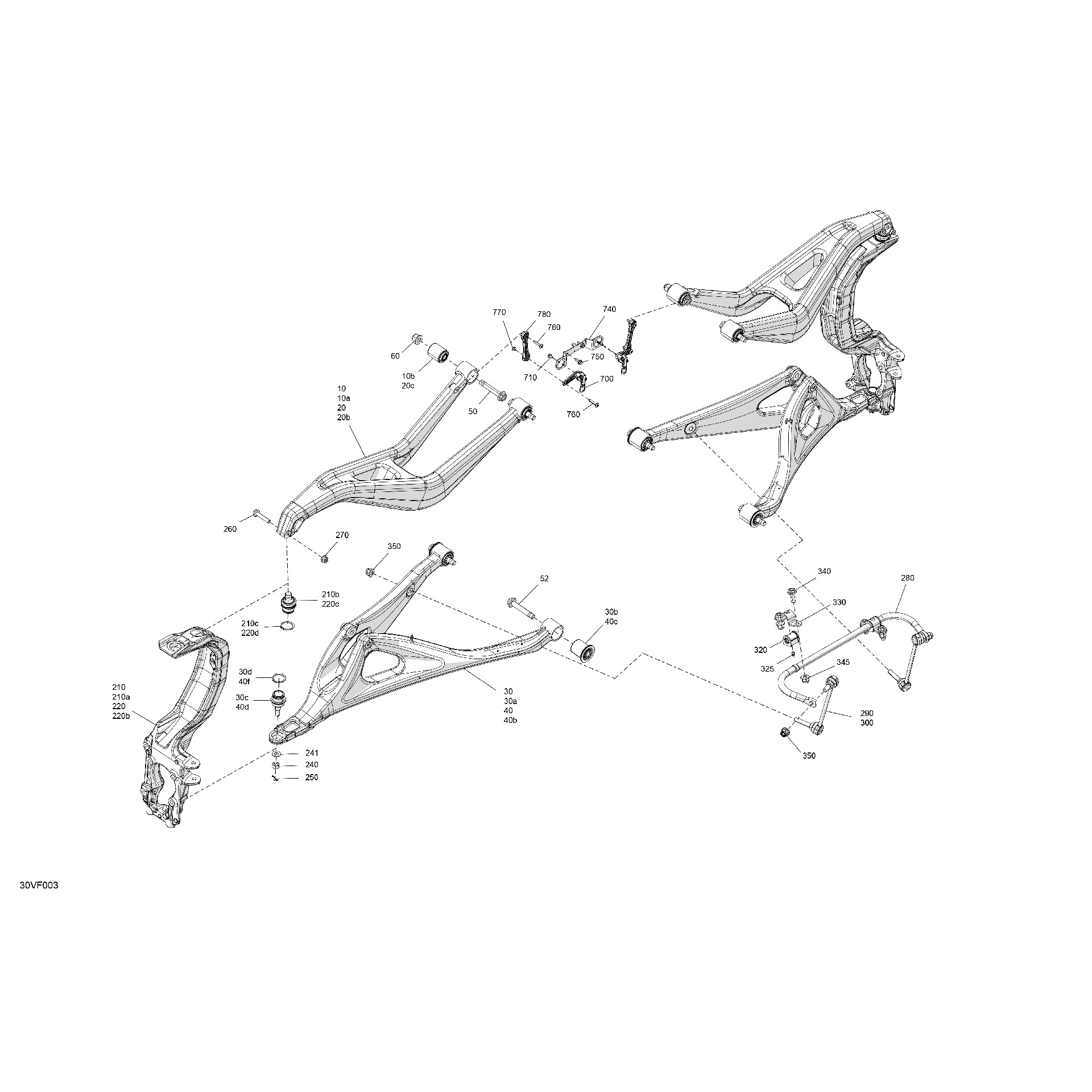 An Image of a Genuine Can-Am Parts Schematic Diagram showing the schematic - SUSPENSION - FRONT COMPONENTS