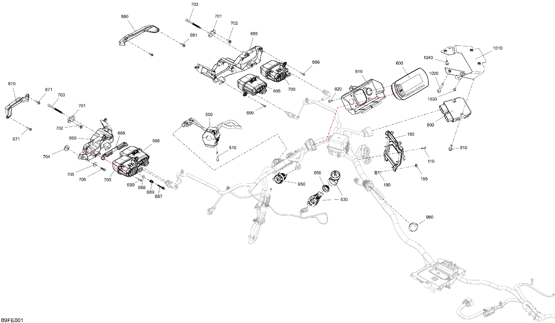 An Image of a Genuine Can-Am Parts Schematic Diagram showing the schematic - ELECTRIC - FRONT SECTION
