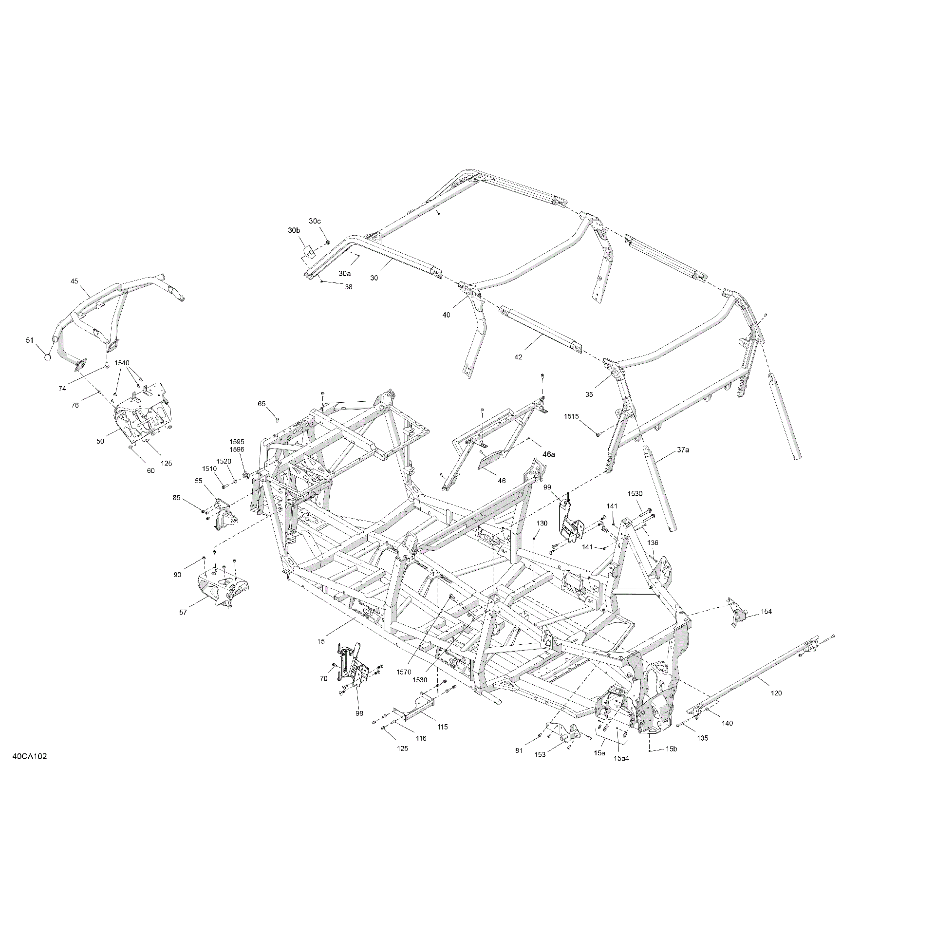 An Image of a Genuine Can-Am Parts Schematic Diagram showing the schematic - FRAME - SYSTEM
