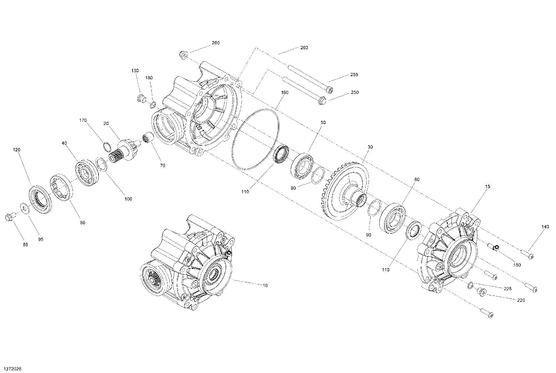 An Image of a Genuine Can-Am Parts Schematic Diagram showing the schematic - REAR DRIVE - FINAL DRIVE UNIT