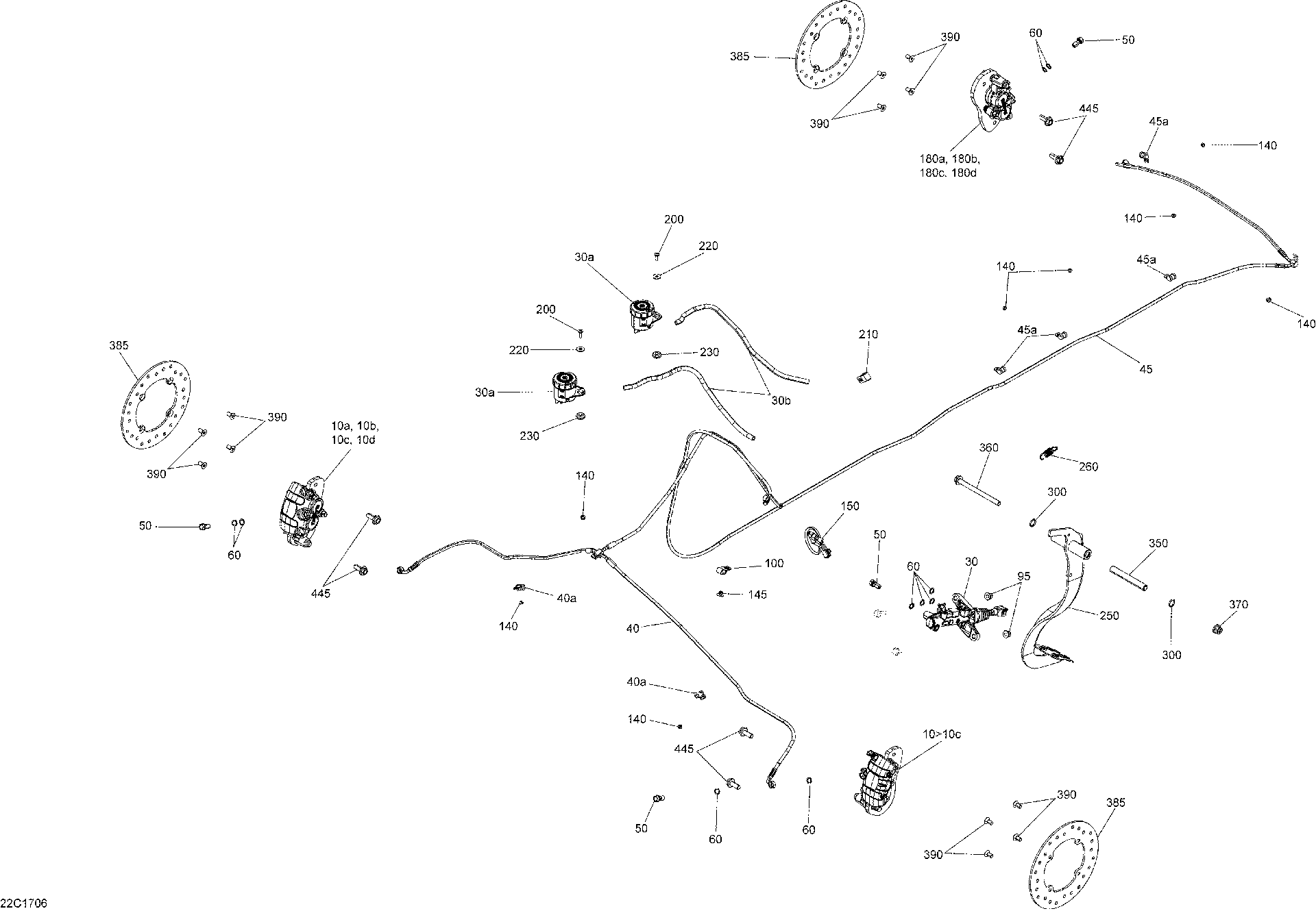An Image of a Genuine Can-Am Parts Schematic Diagram showing the schematic - BRAKES