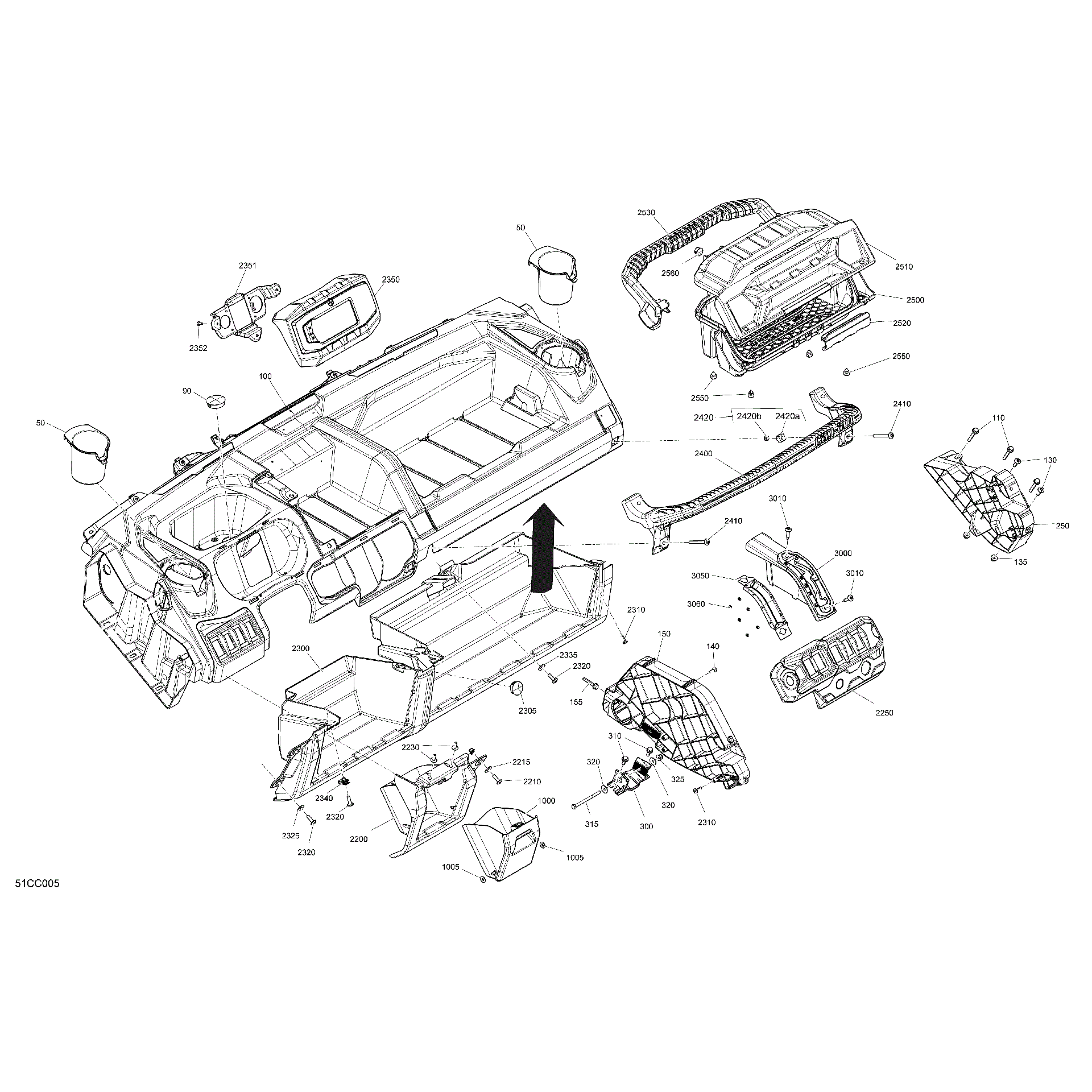 An Image of a Genuine Can-Am Parts Schematic Diagram showing the schematic - CAB INTERIOR - DASHBOARD