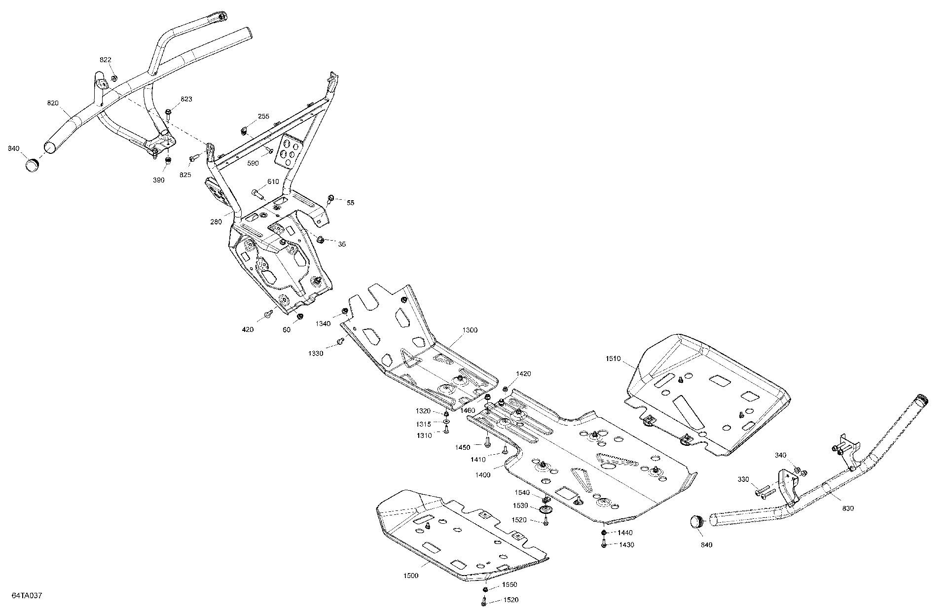 An Image of a Genuine Can-Am Parts Schematic Diagram showing the schematic - BODY - SKID PLATE - MOSSY OAK EDITION