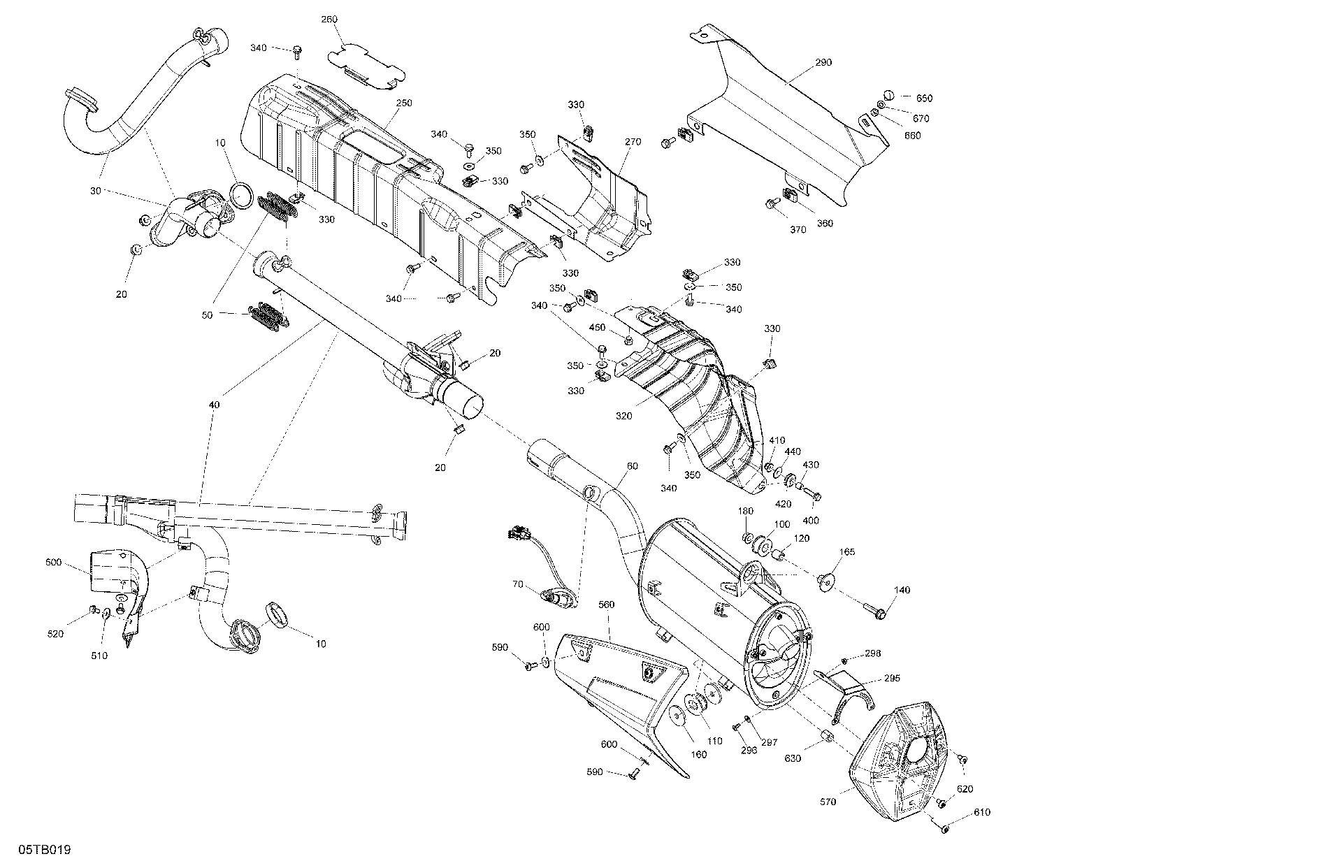 An Image of a Genuine Can-Am Parts Schematic Diagram showing the schematic - ENGINE - EXHAUST