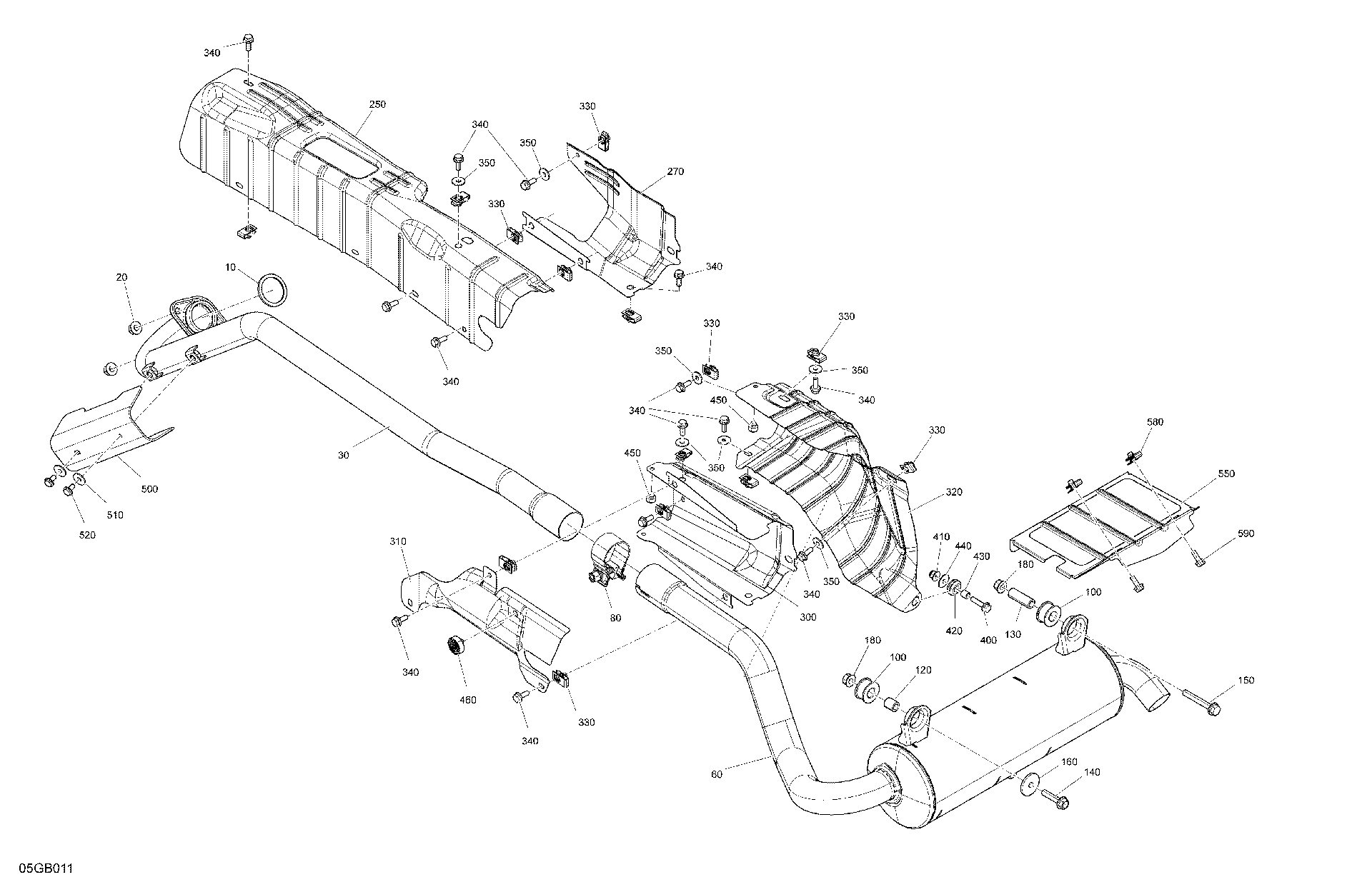 An Image of a Genuine Can-Am Parts Schematic Diagram showing the schematic - ENGINE - EXHAUST