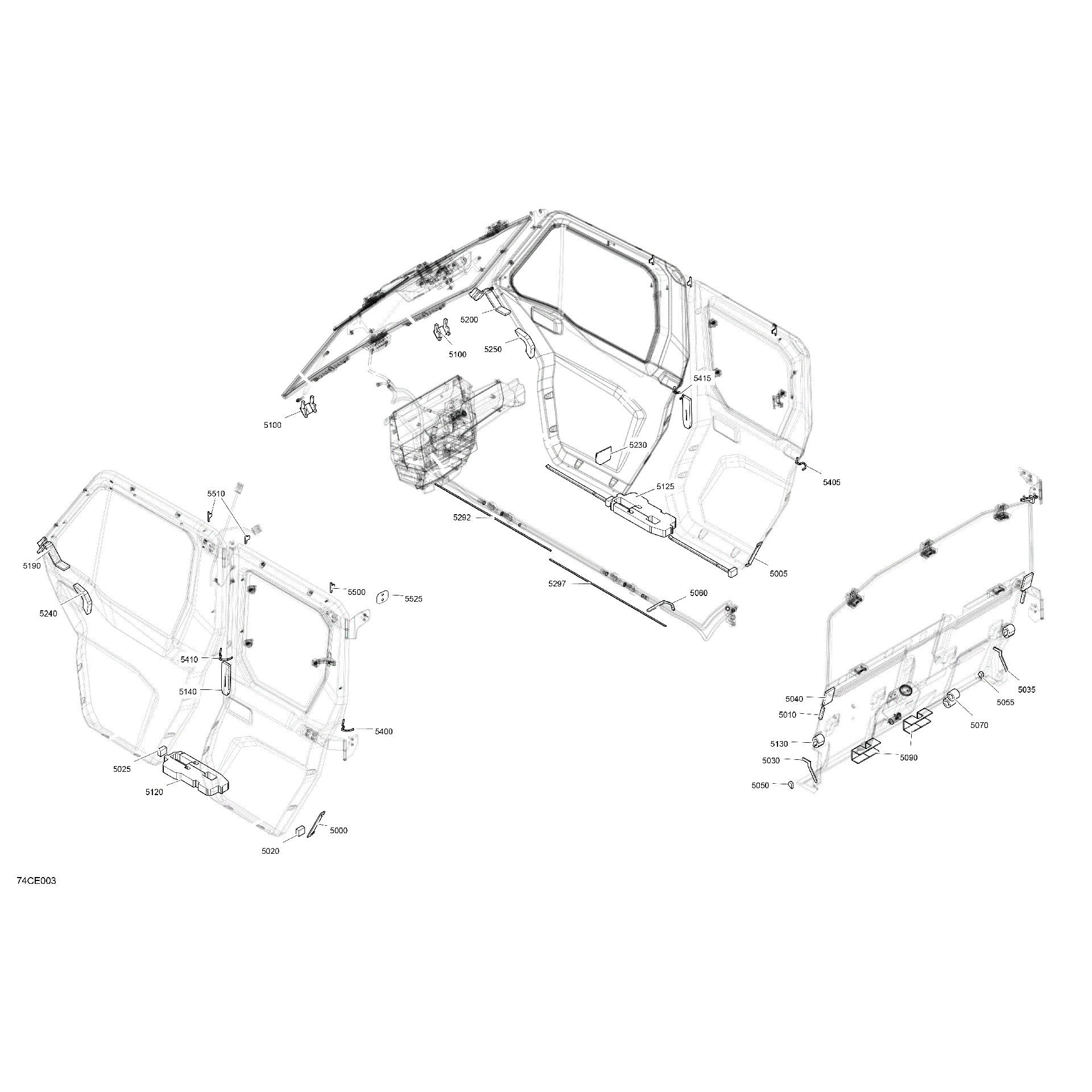 An Image of a Genuine Can-Am Parts Schematic Diagram showing the schematic - ENCLOSURE CAB - ISOLATIONS