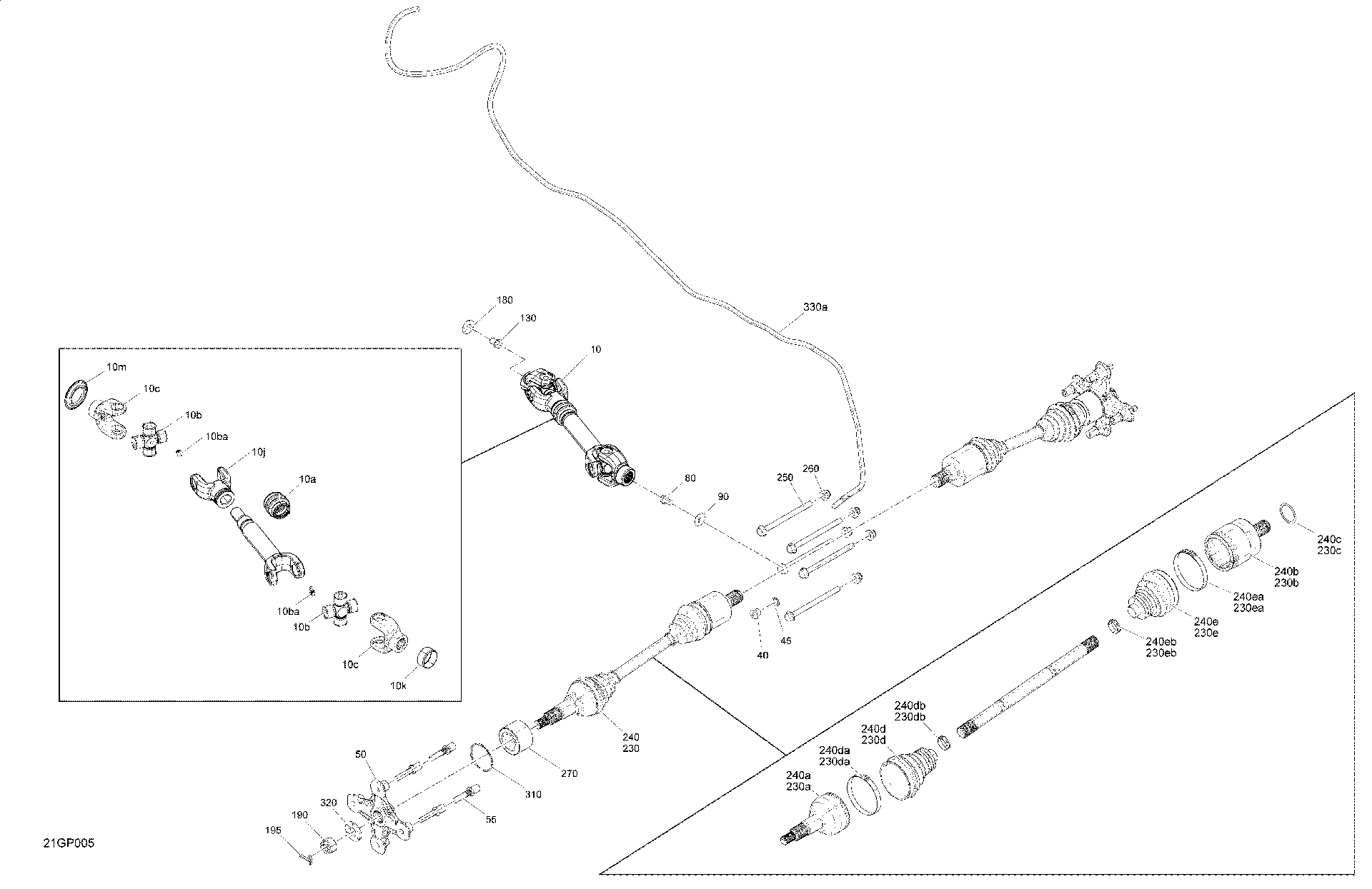 An Image of a Genuine Can-Am Parts Schematic Diagram showing the schematic - DRIVE - REAR - COMMON PARTS - MAX
